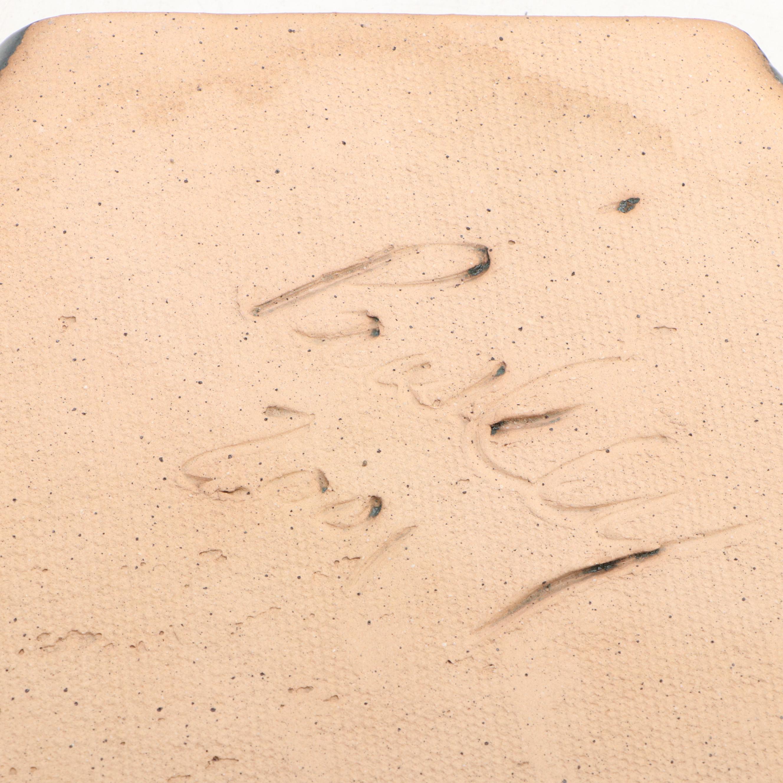 Art Pottery Tiles with Bottle Vase and Other Decor