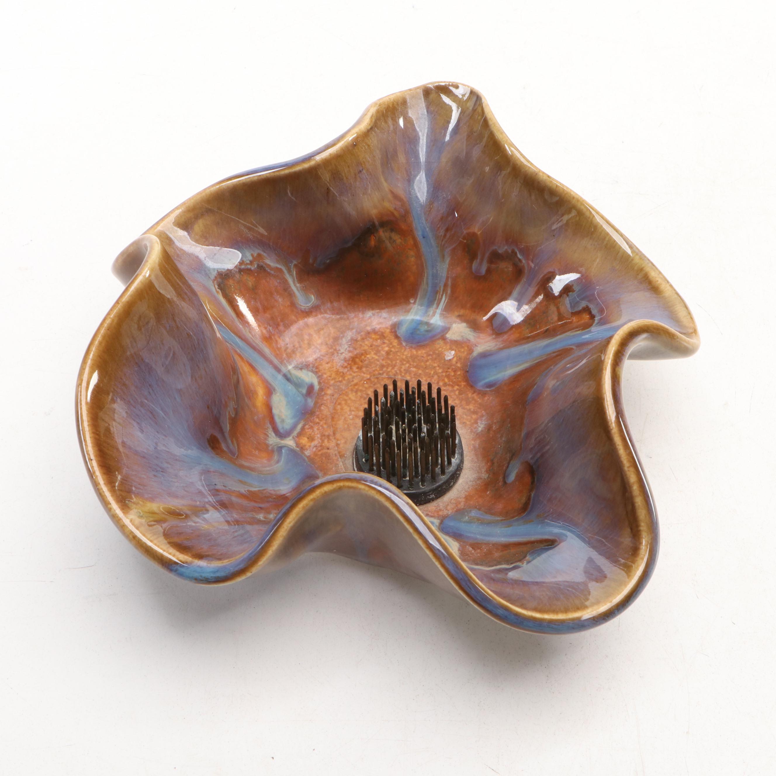 Art Pottery Tiles with Bottle Vase and Other Decor