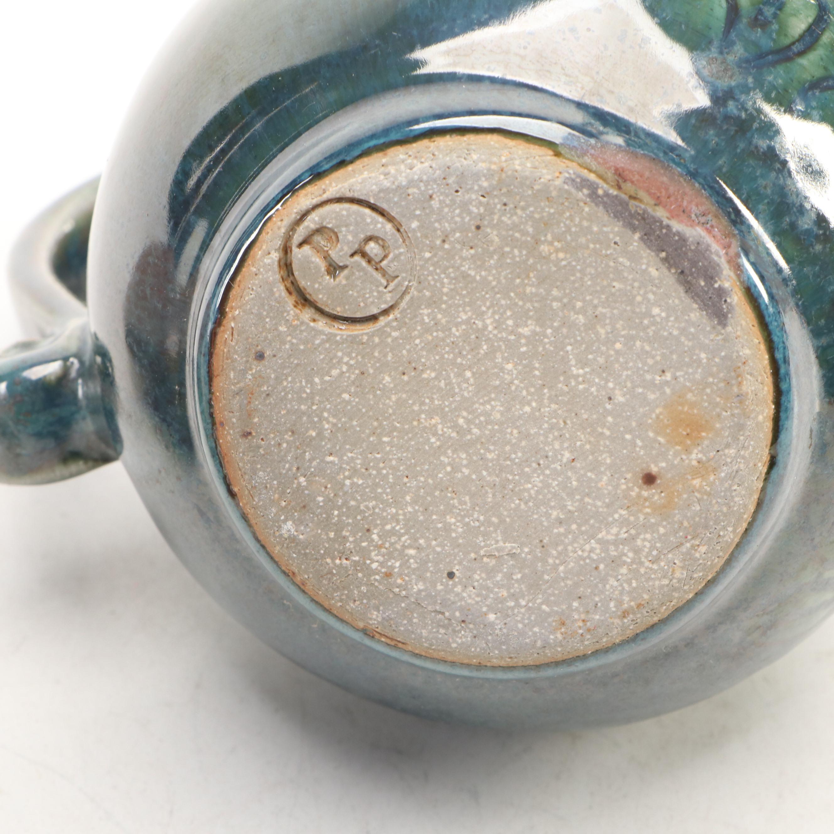 Art Pottery Tiles with Bottle Vase and Other Decor