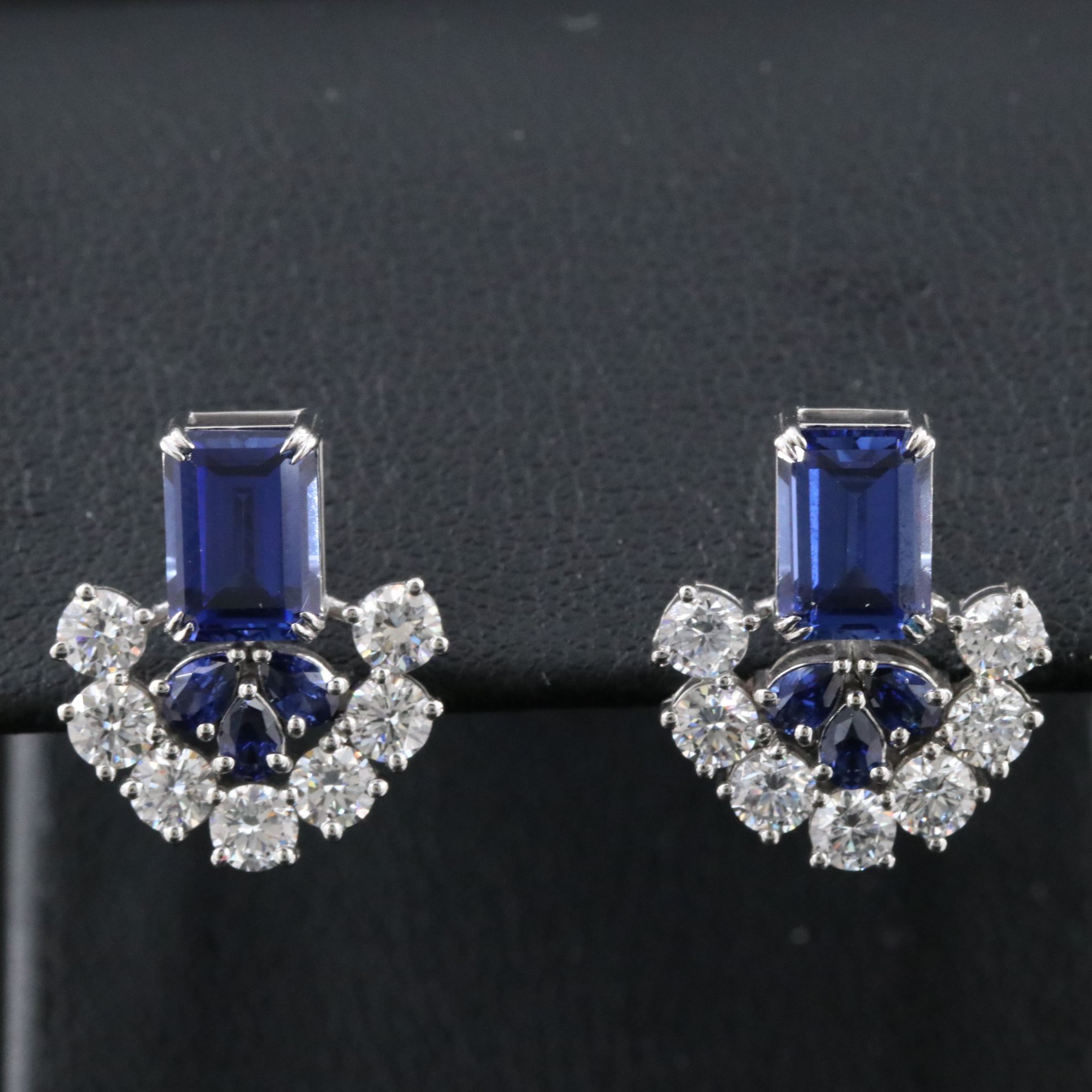 Platinum 2.88 CTW Sapphire and 1.26 CTW Lab Grown Diamond Earrings