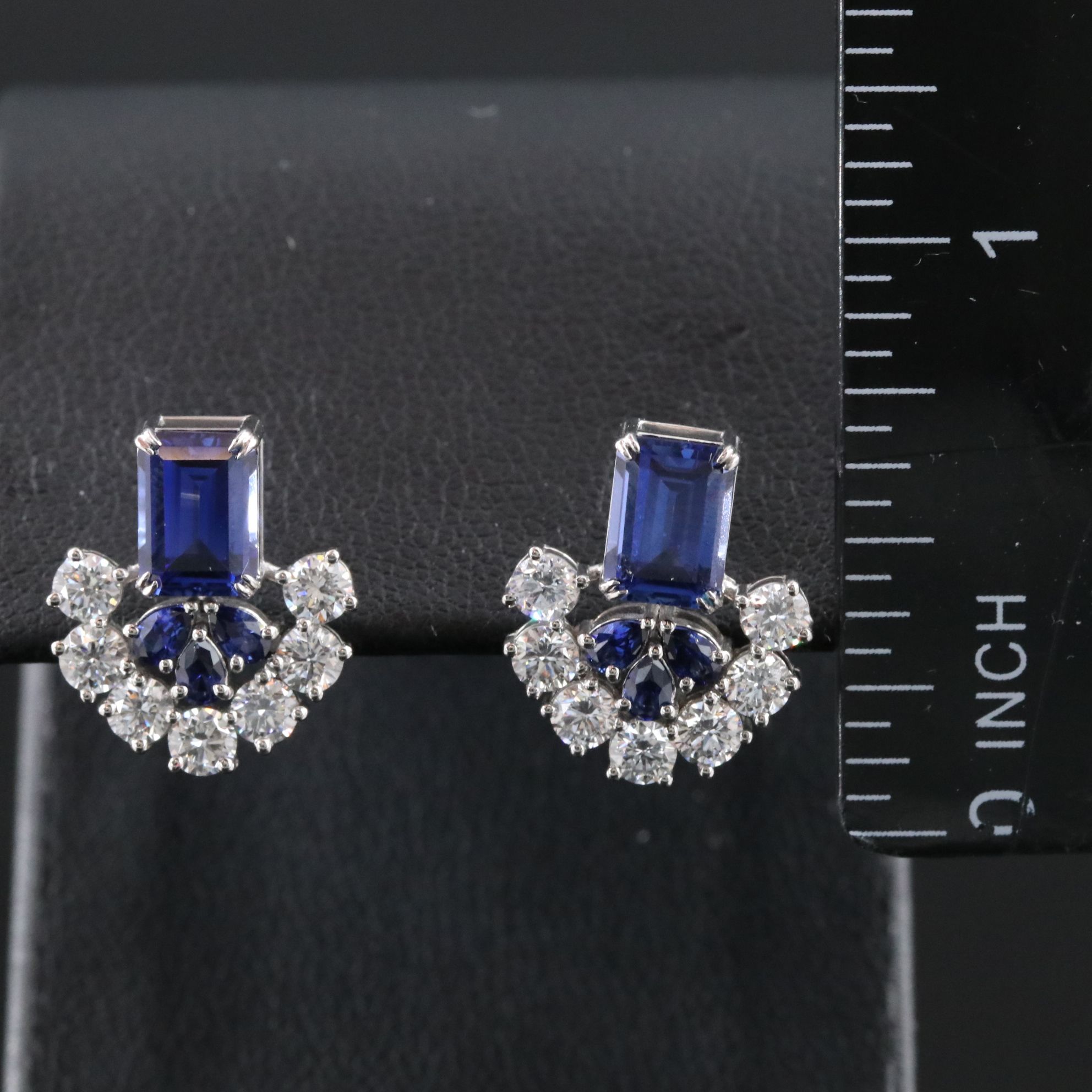 Platinum 2.88 CTW Sapphire and 1.26 CTW Lab Grown Diamond Earrings