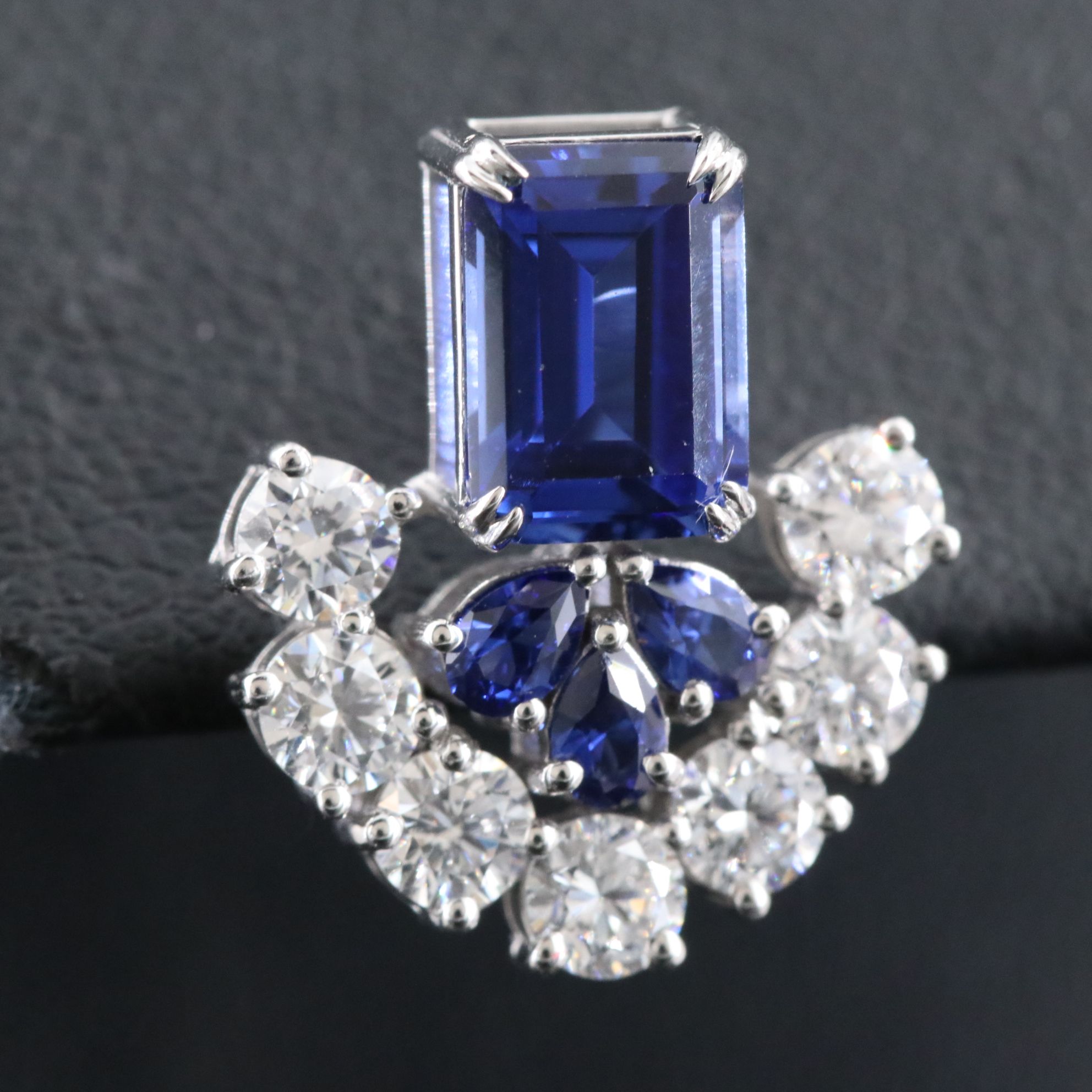 Platinum 2.88 CTW Sapphire and 1.26 CTW Lab Grown Diamond Earrings