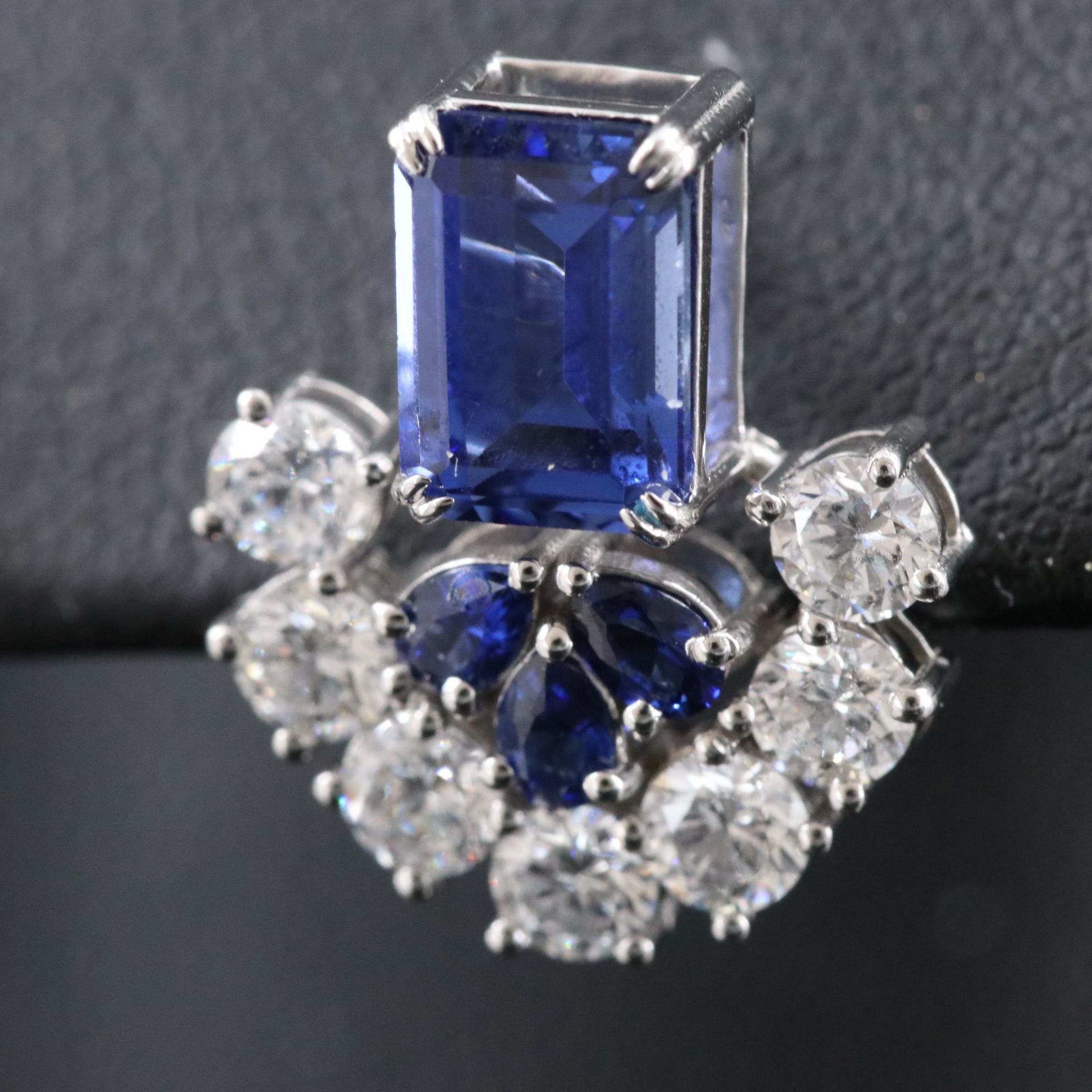 Platinum 2.88 CTW Sapphire and 1.26 CTW Lab Grown Diamond Earrings