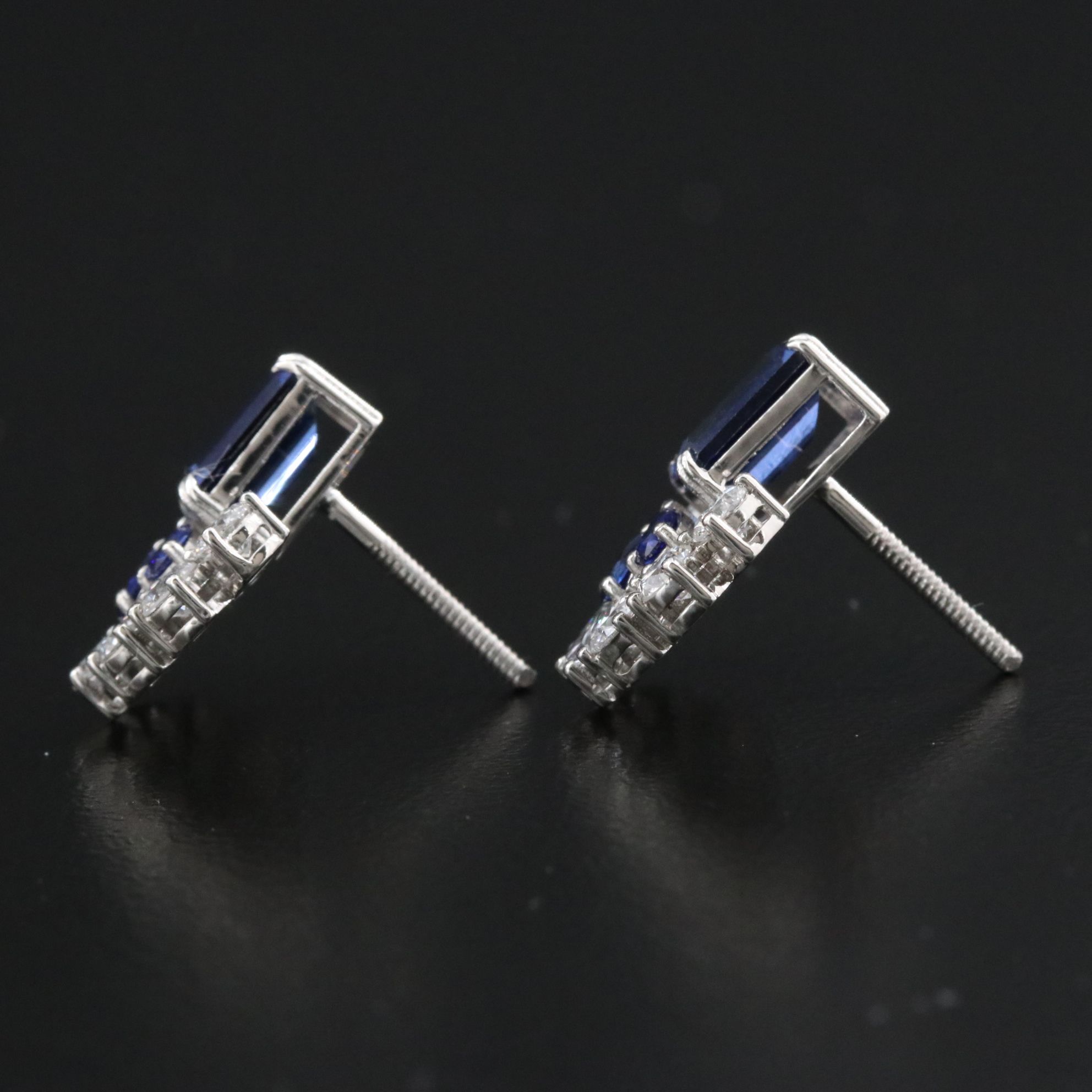Platinum 2.88 CTW Sapphire and 1.26 CTW Lab Grown Diamond Earrings