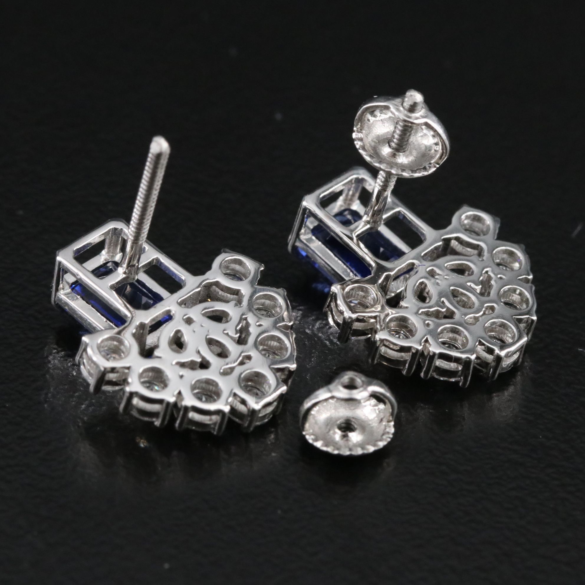 Platinum 2.88 CTW Sapphire and 1.26 CTW Lab Grown Diamond Earrings