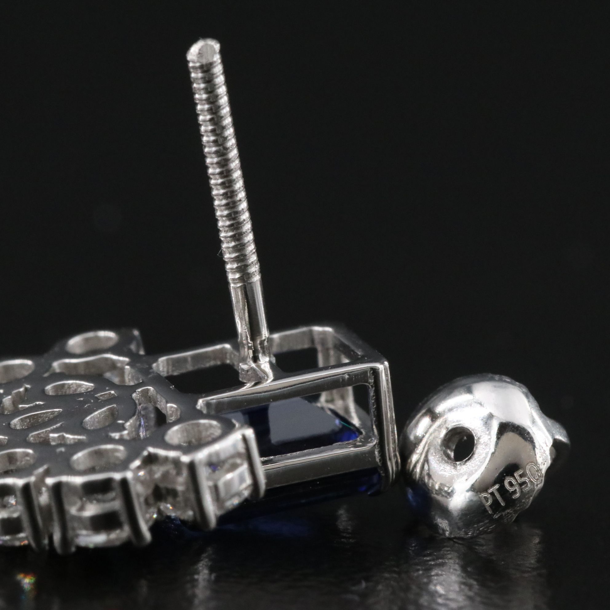 Platinum 2.88 CTW Sapphire and 1.26 CTW Lab Grown Diamond Earrings