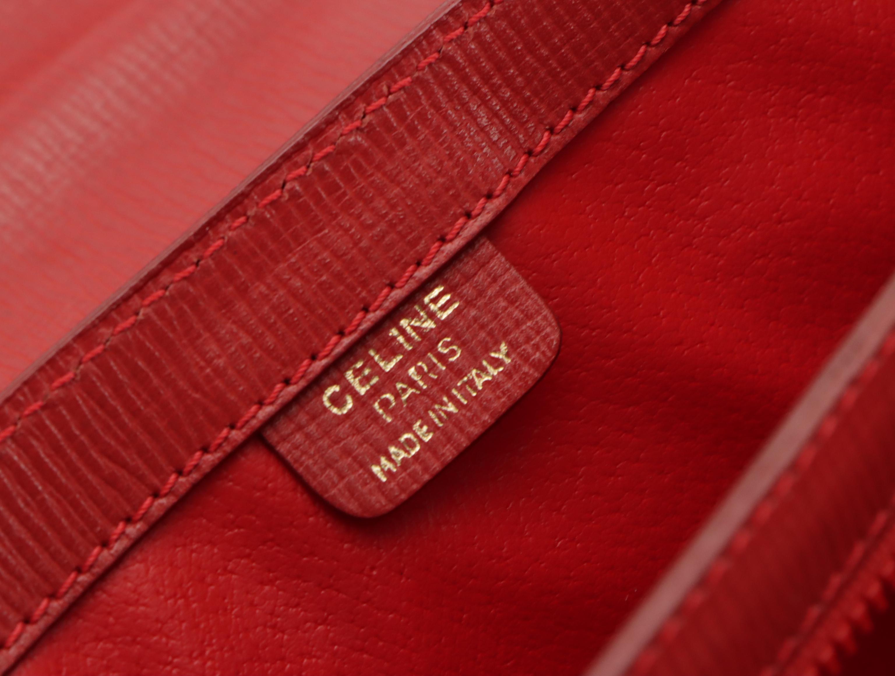 Celine Top Flap Crossbody Bag in Red Textured Leather