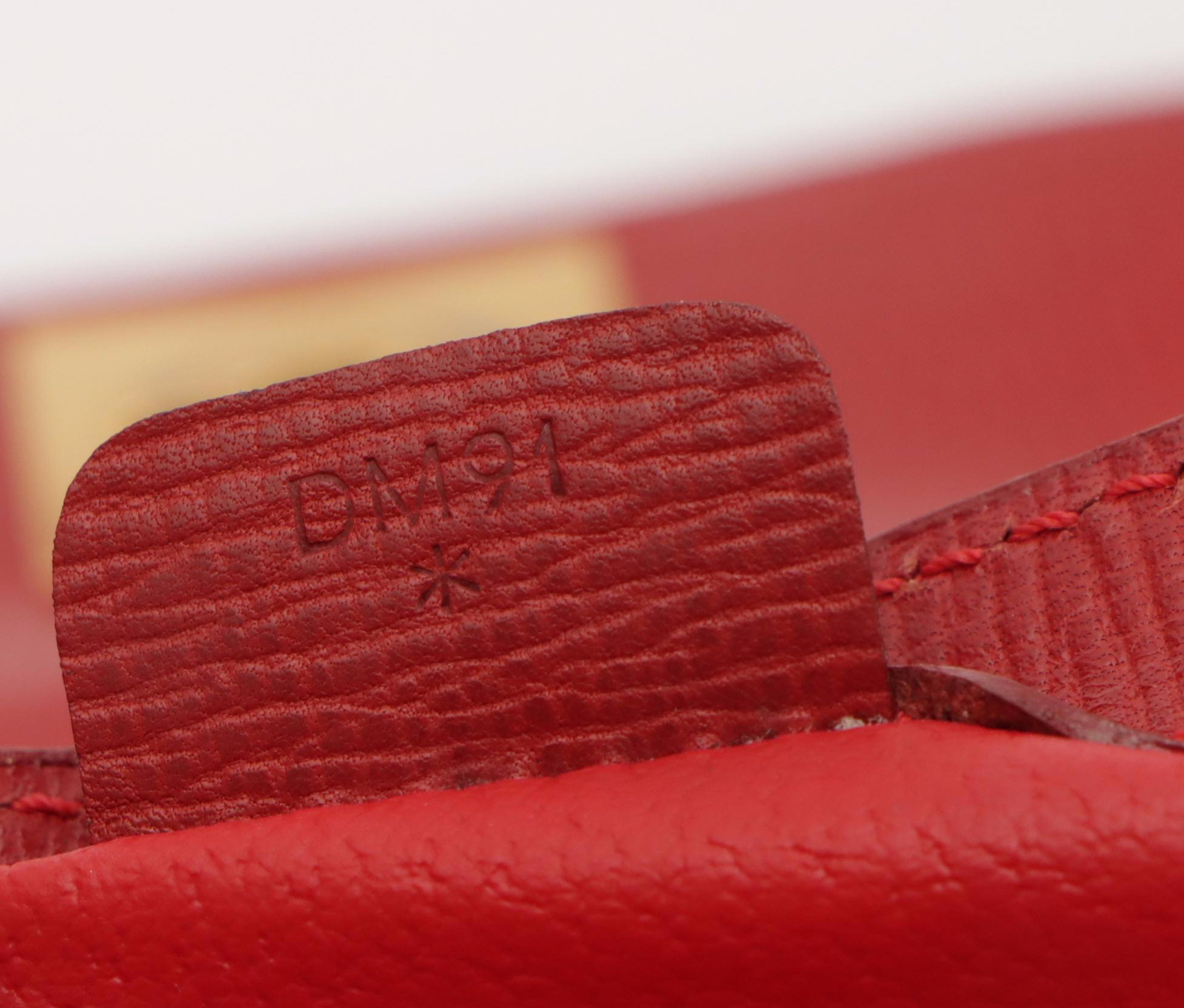 Celine Top Flap Crossbody Bag in Red Textured Leather