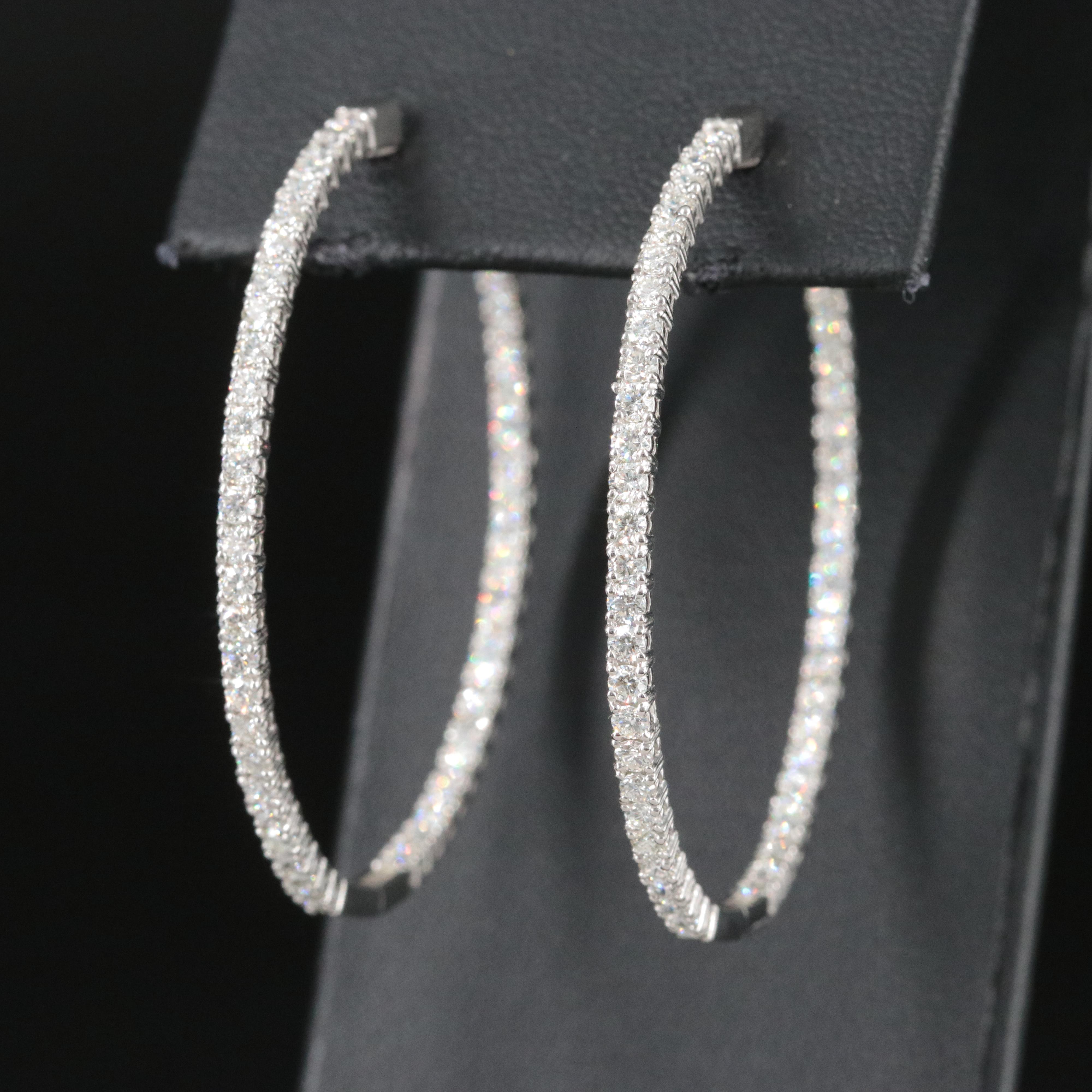 Platinum 2.94 CTW Diamond Inside Out Hoop Earrings