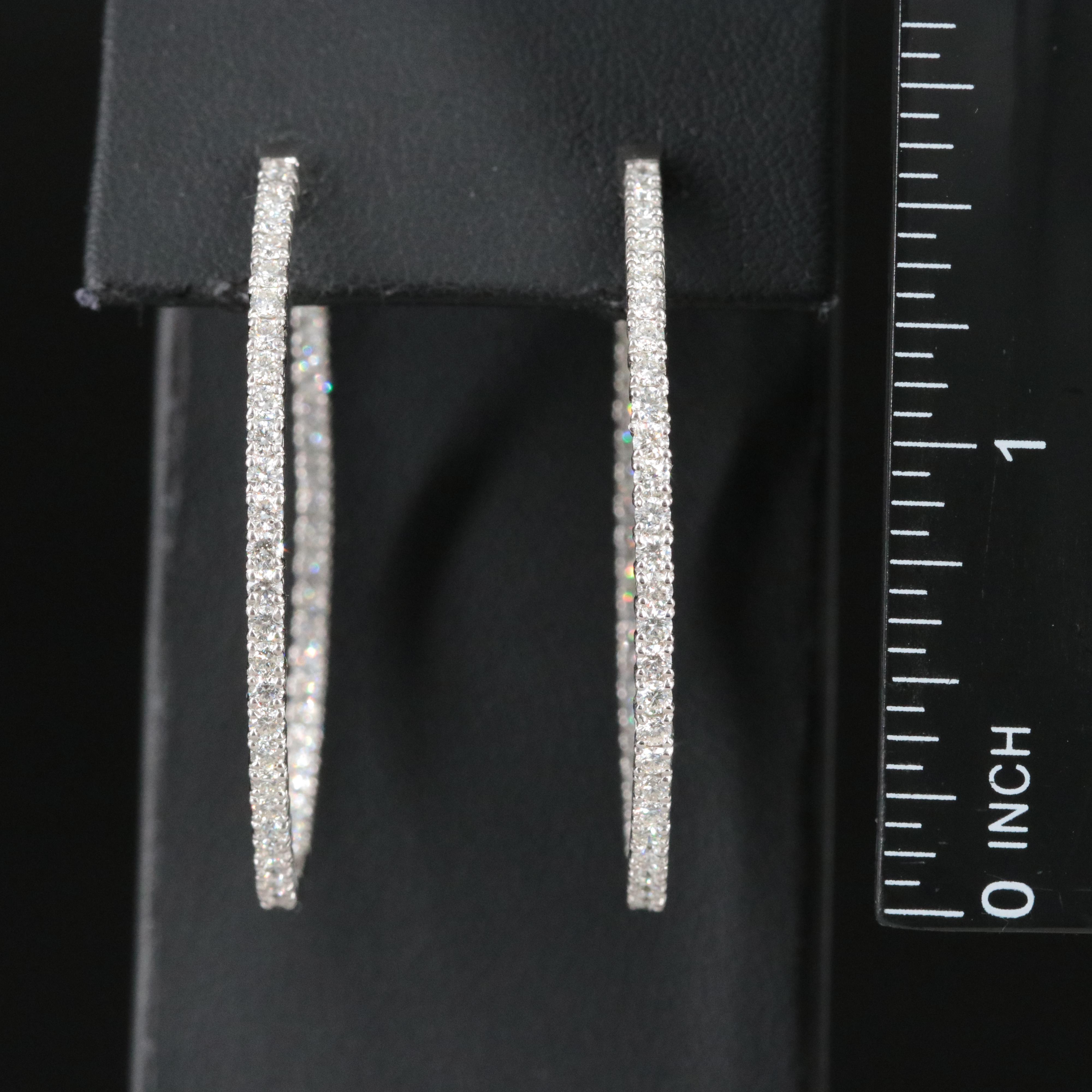 Platinum 2.94 CTW Diamond Inside Out Hoop Earrings