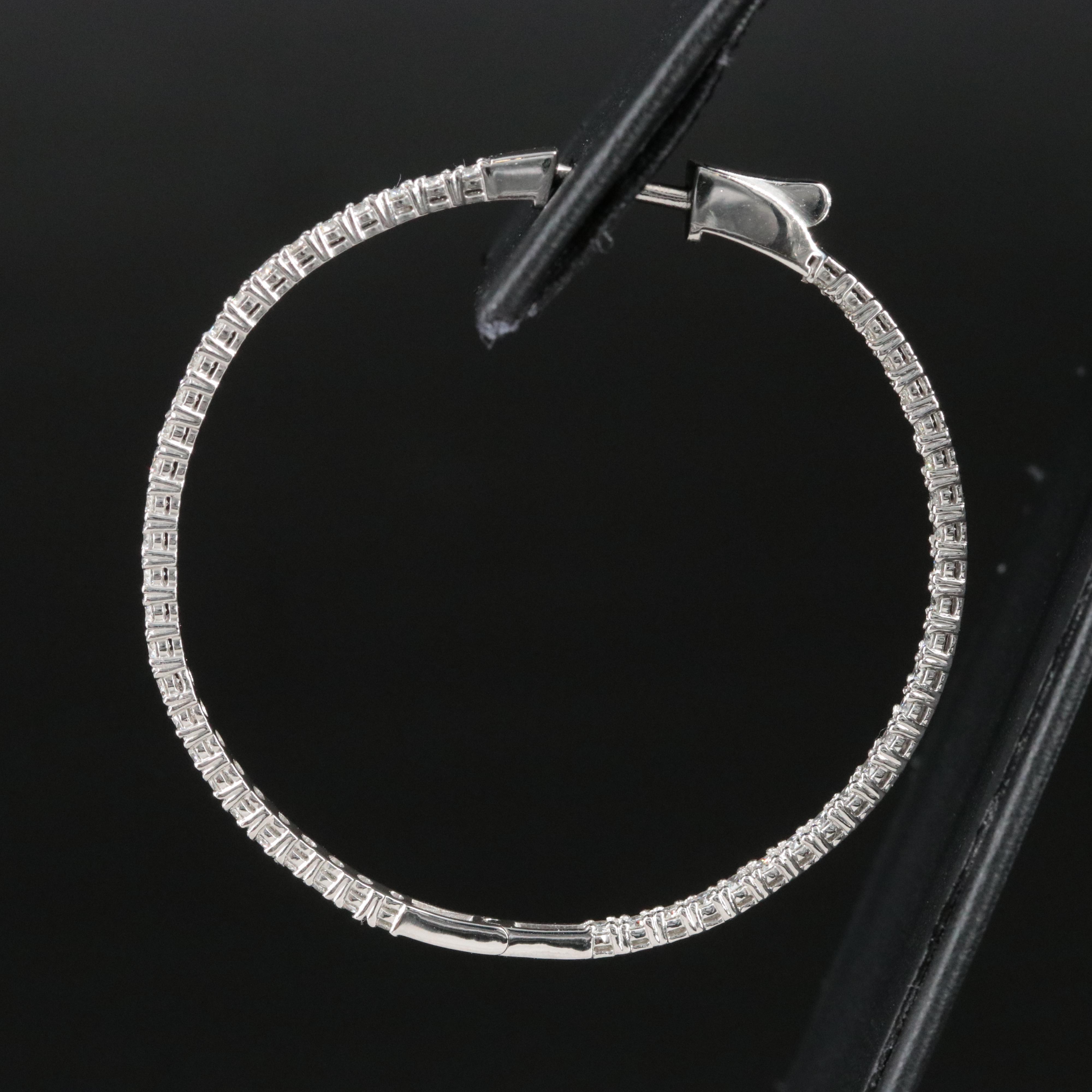 Platinum 2.94 CTW Diamond Inside Out Hoop Earrings