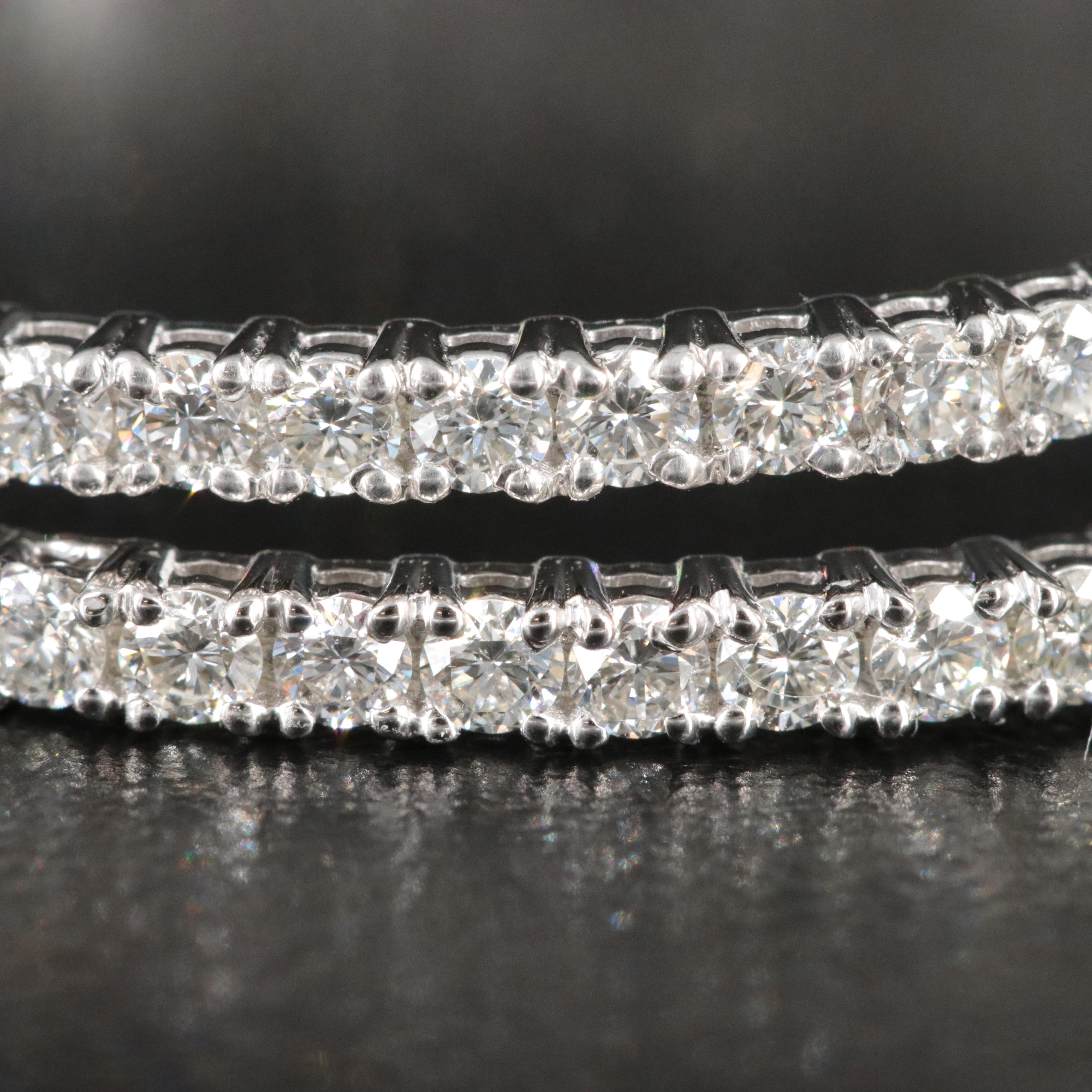 Platinum 2.94 CTW Diamond Inside Out Hoop Earrings