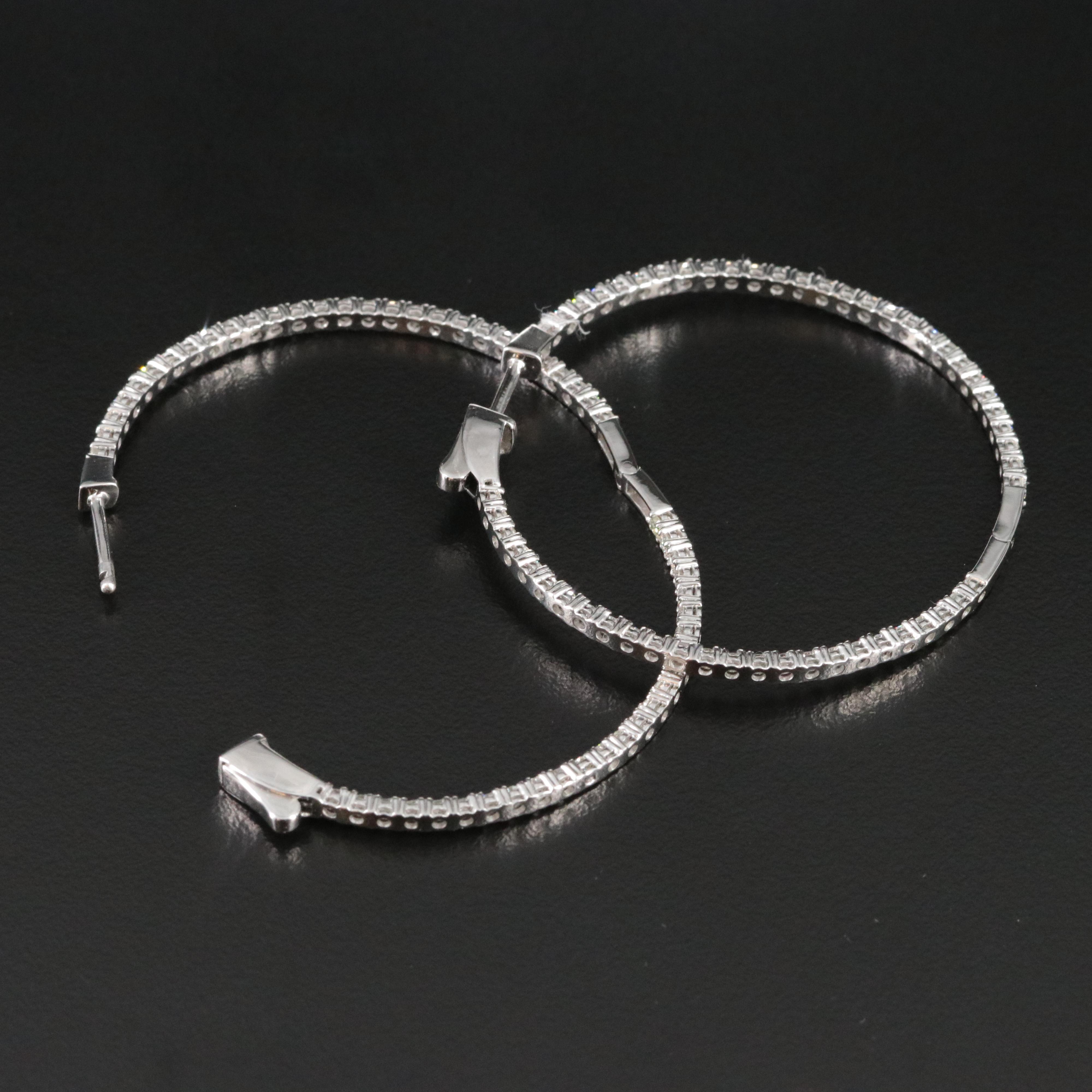 Platinum 2.94 CTW Diamond Inside Out Hoop Earrings