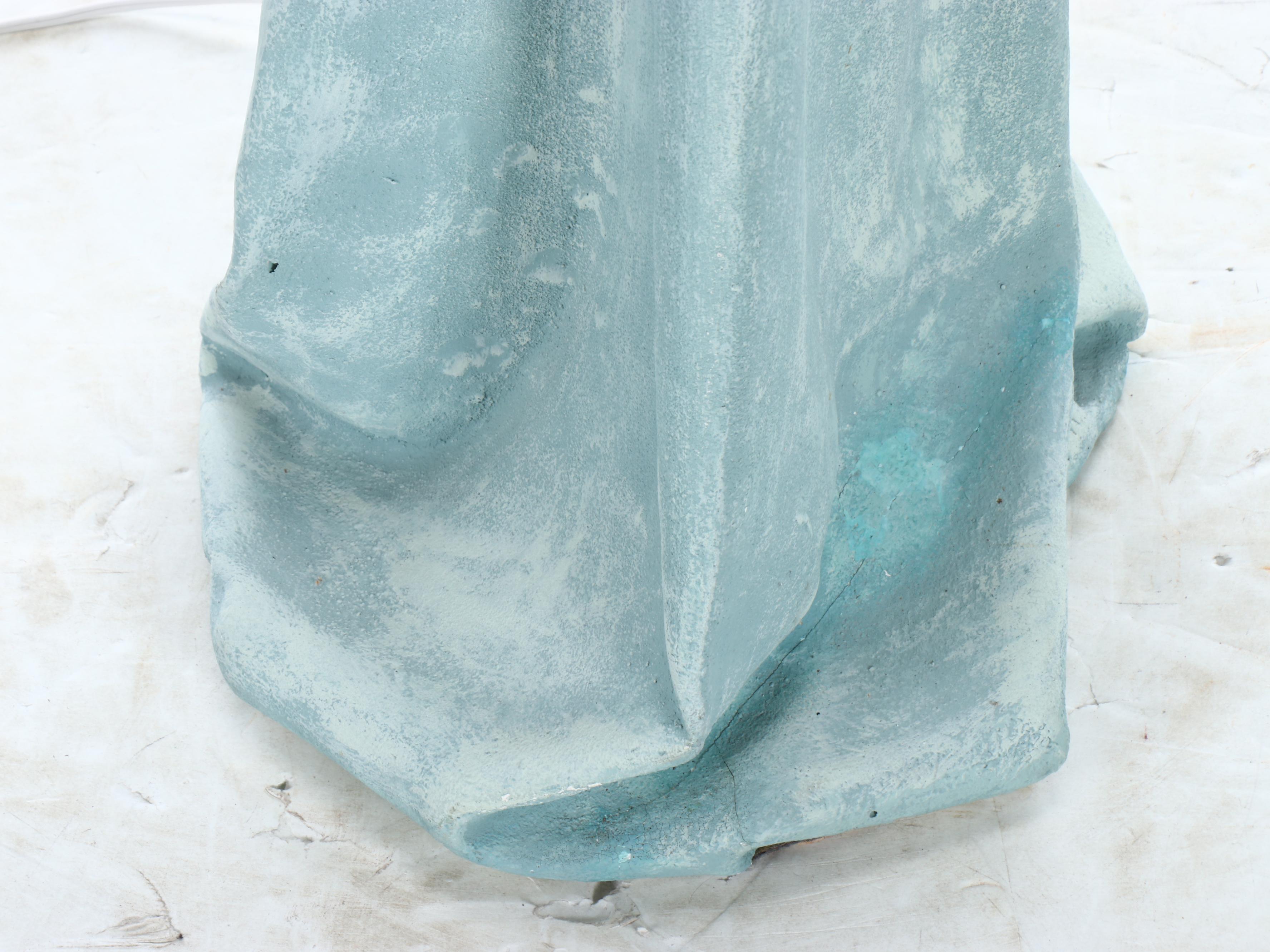 John Dickinson Style Plaster Draped Knotted Fabric Floor Lamp, Coolie Shade