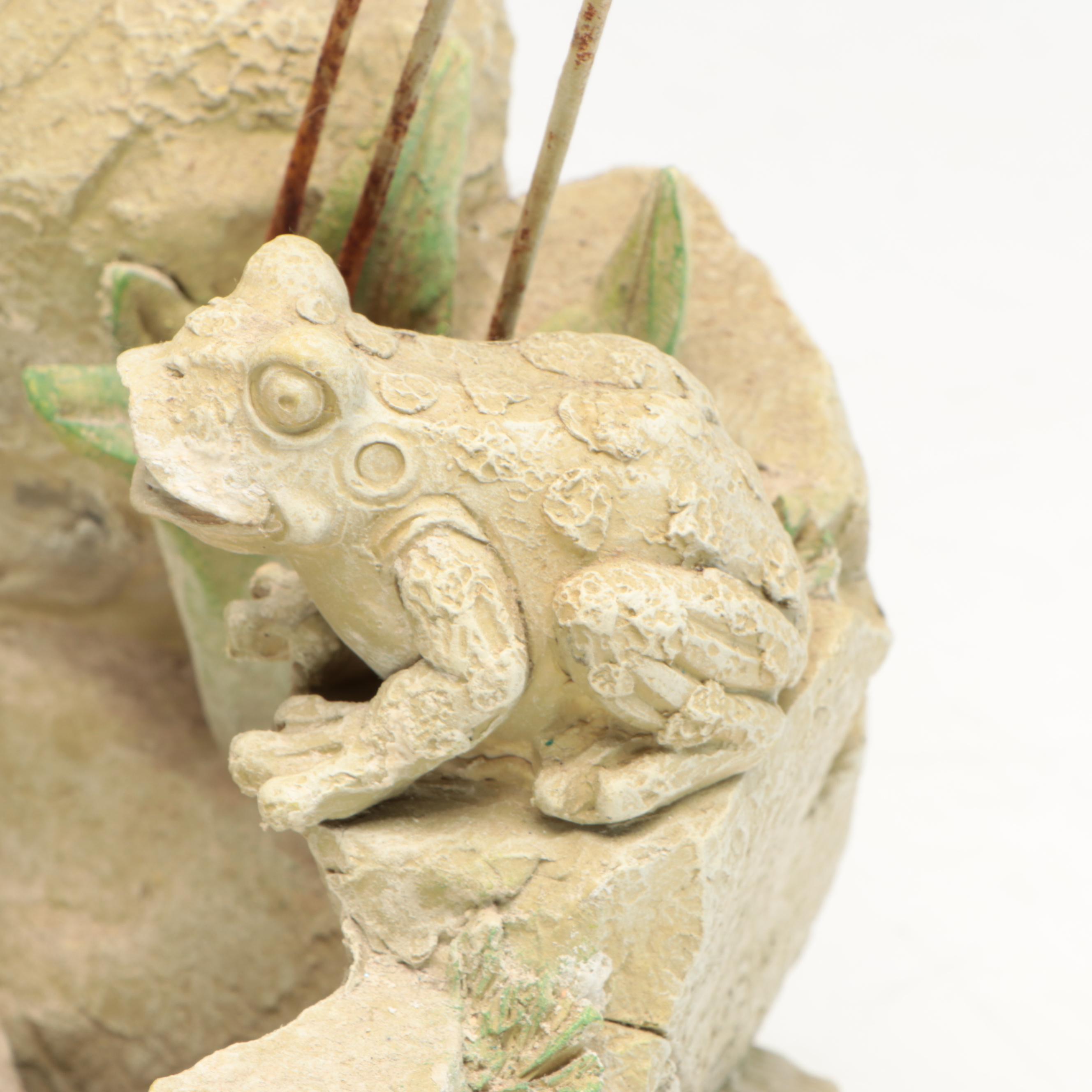 Figural Water Fountain of Two Children Fishing