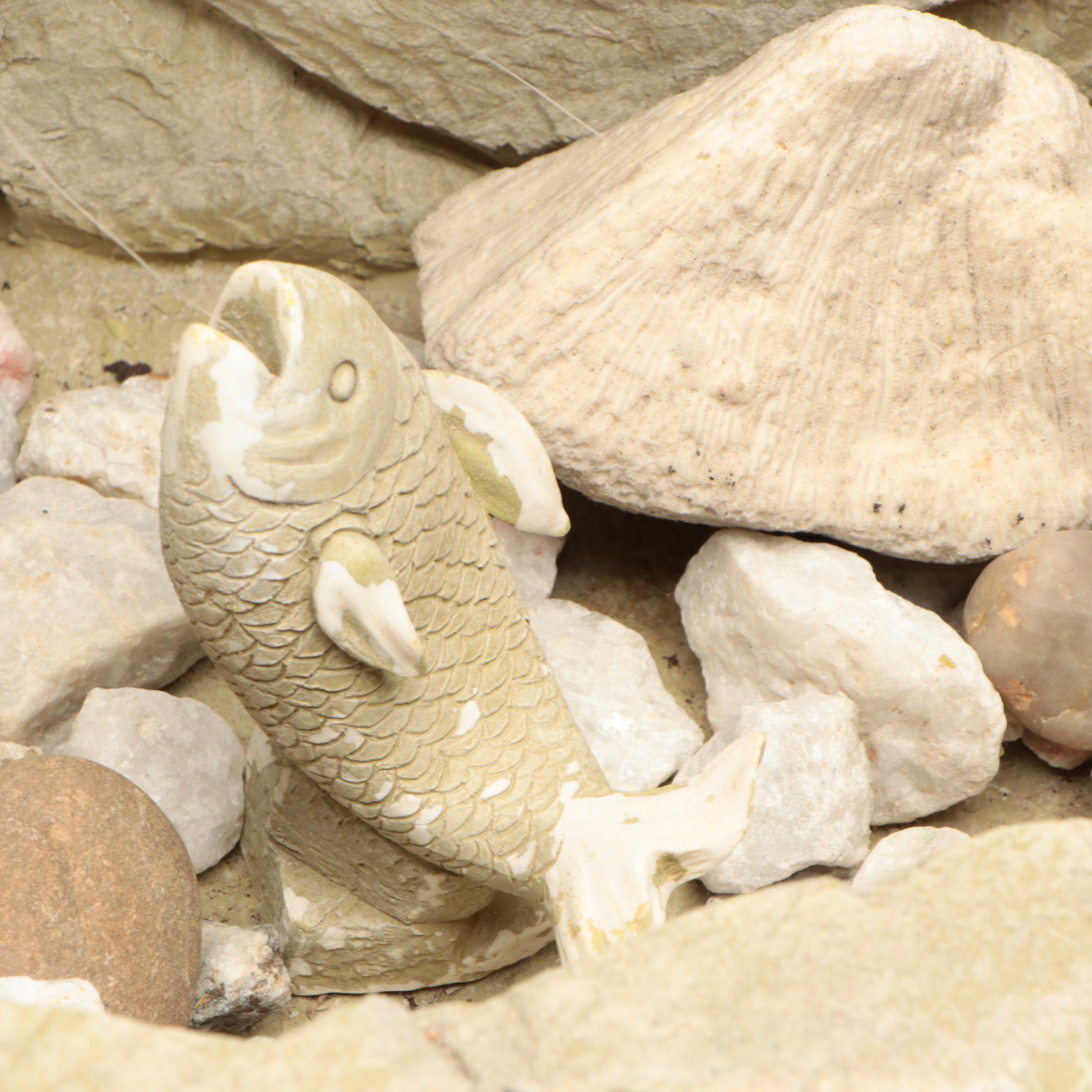 Figural Water Fountain of Two Children Fishing
