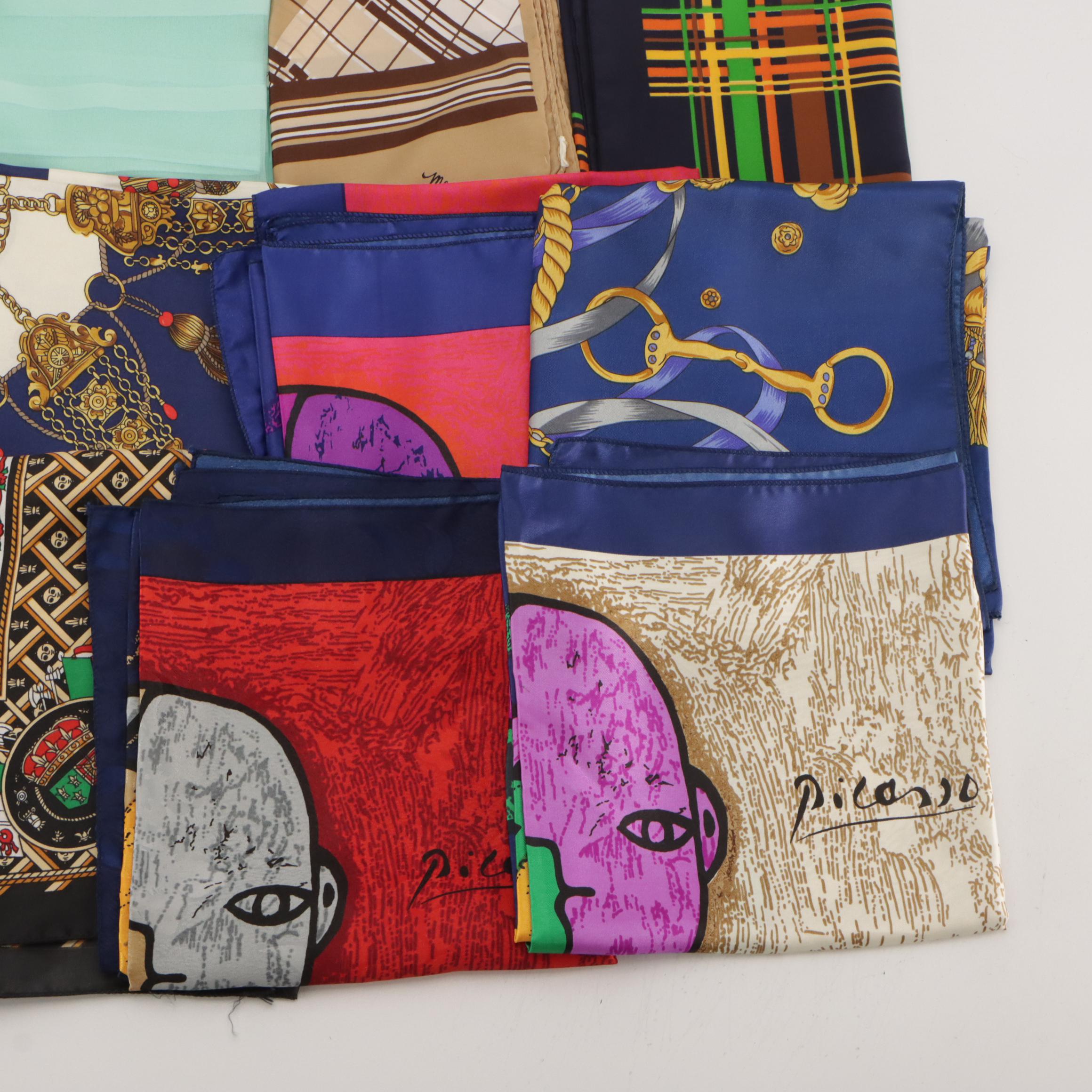 Patterned Silk Scarves Featuring Totes and Baar & Beards