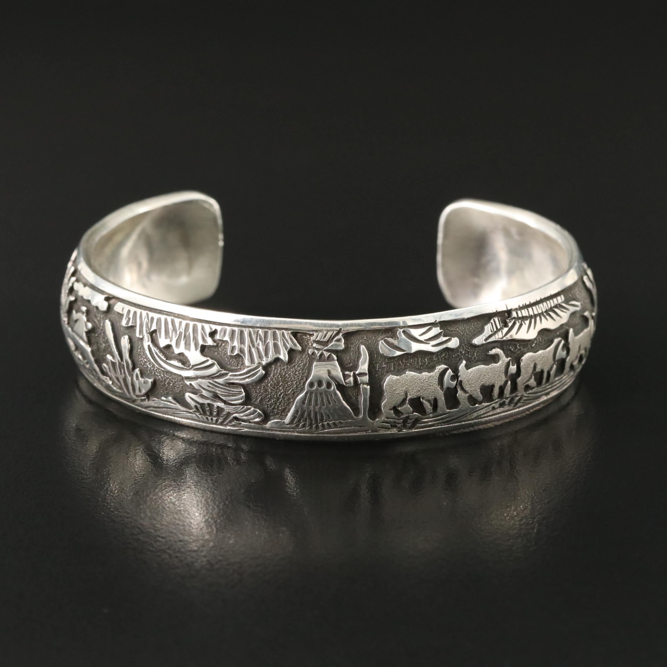 Southwestern Sterling Storyteller Overlay Cuff