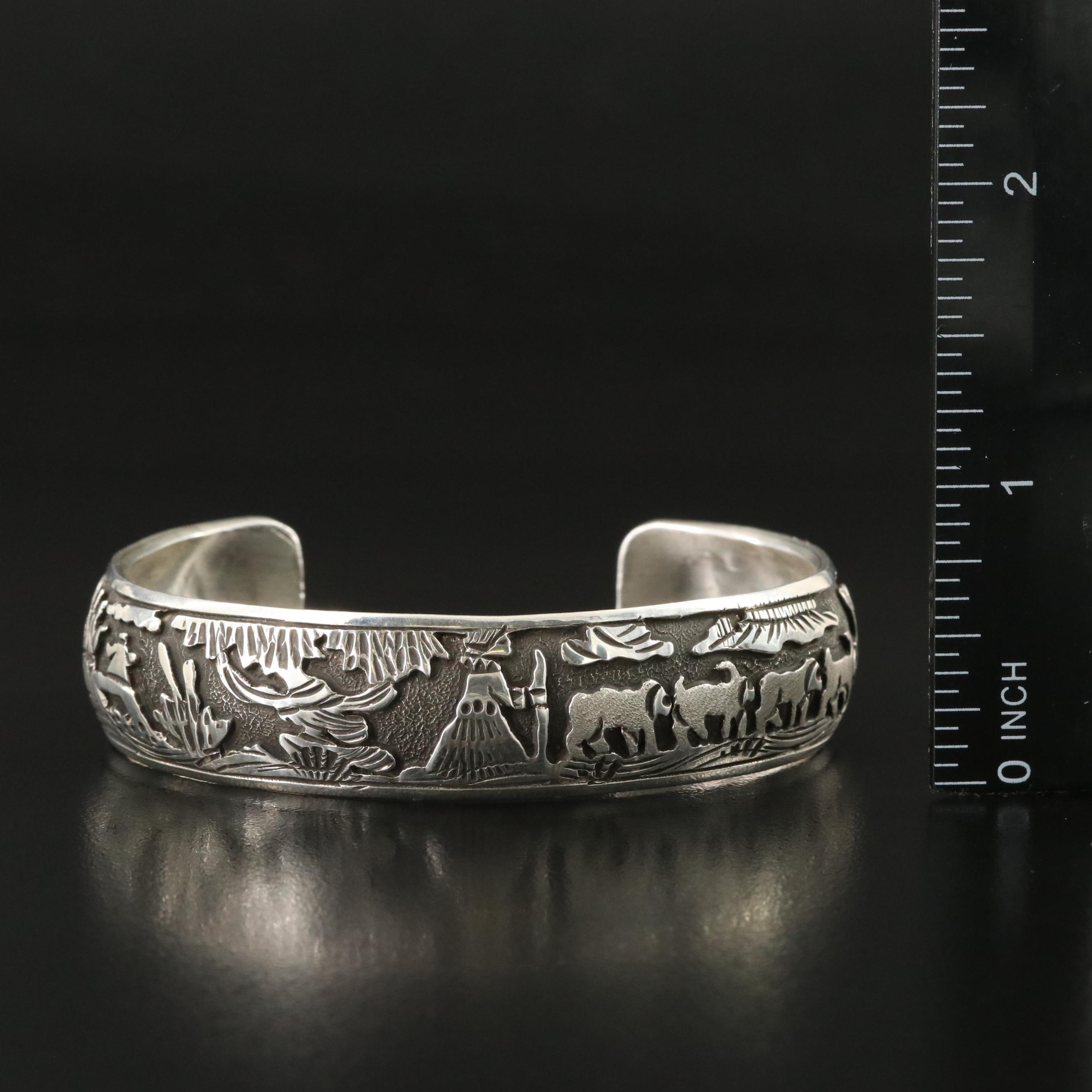 Southwestern Sterling Storyteller Overlay Cuff
