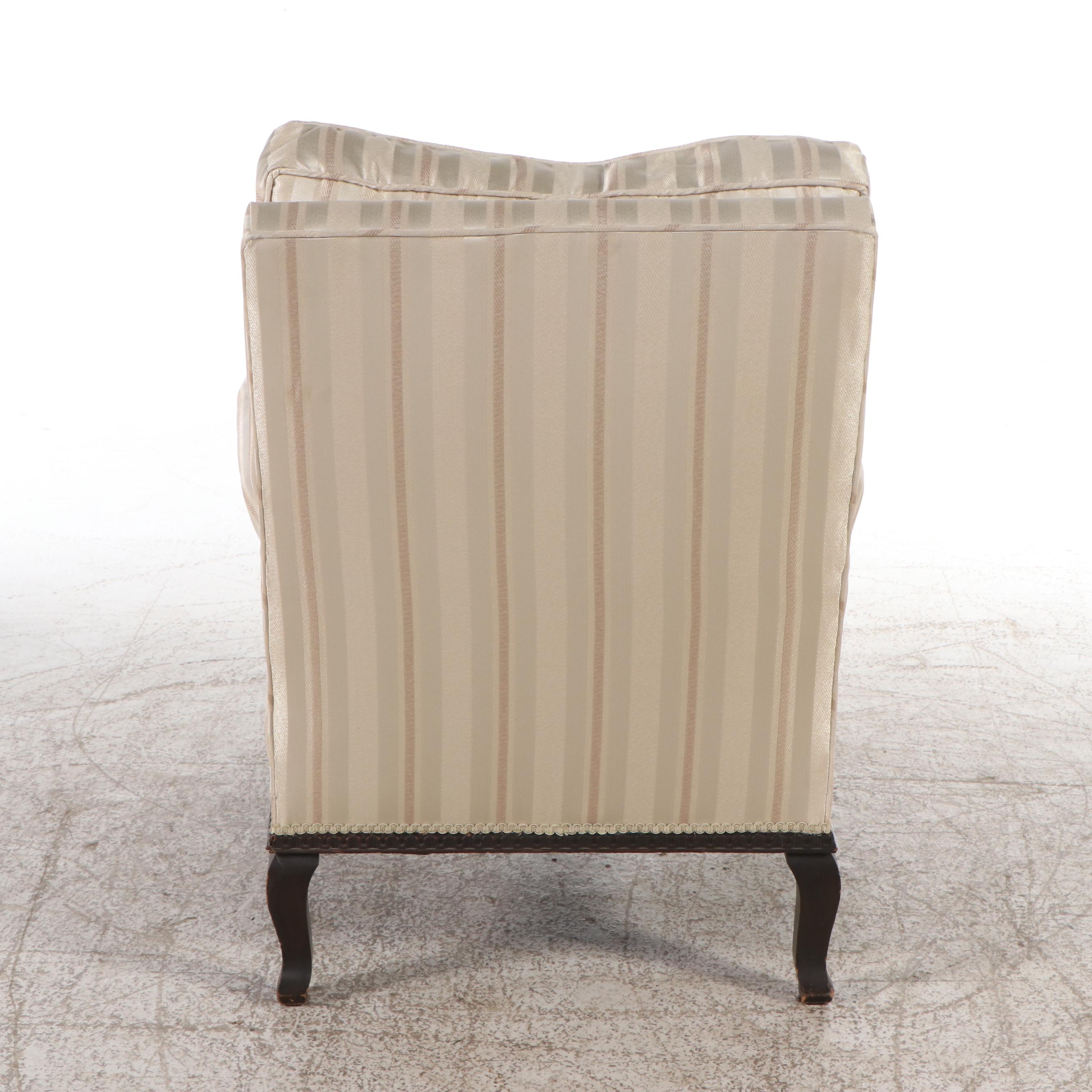 Striped Armchair with Ottoman