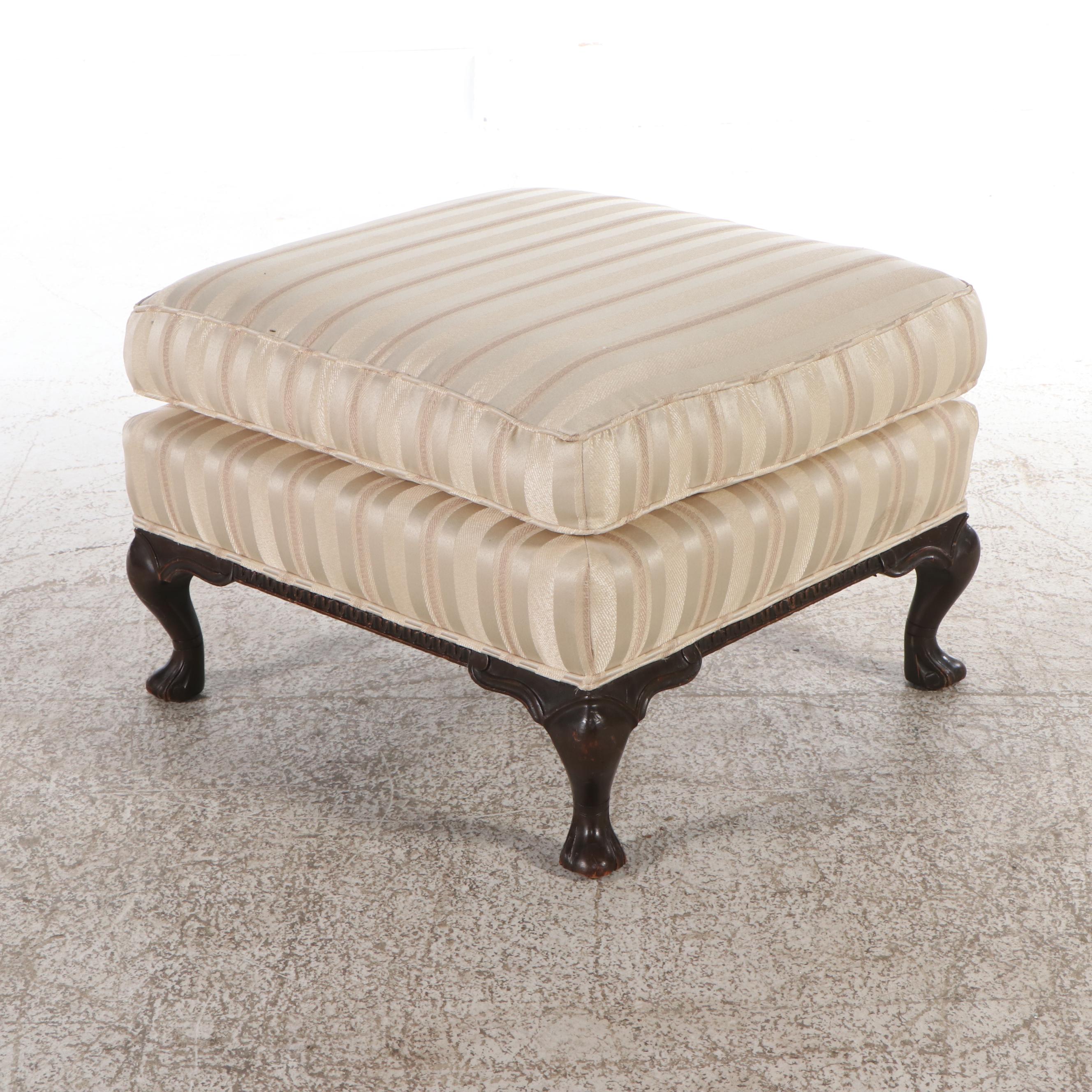 Striped Armchair with Ottoman