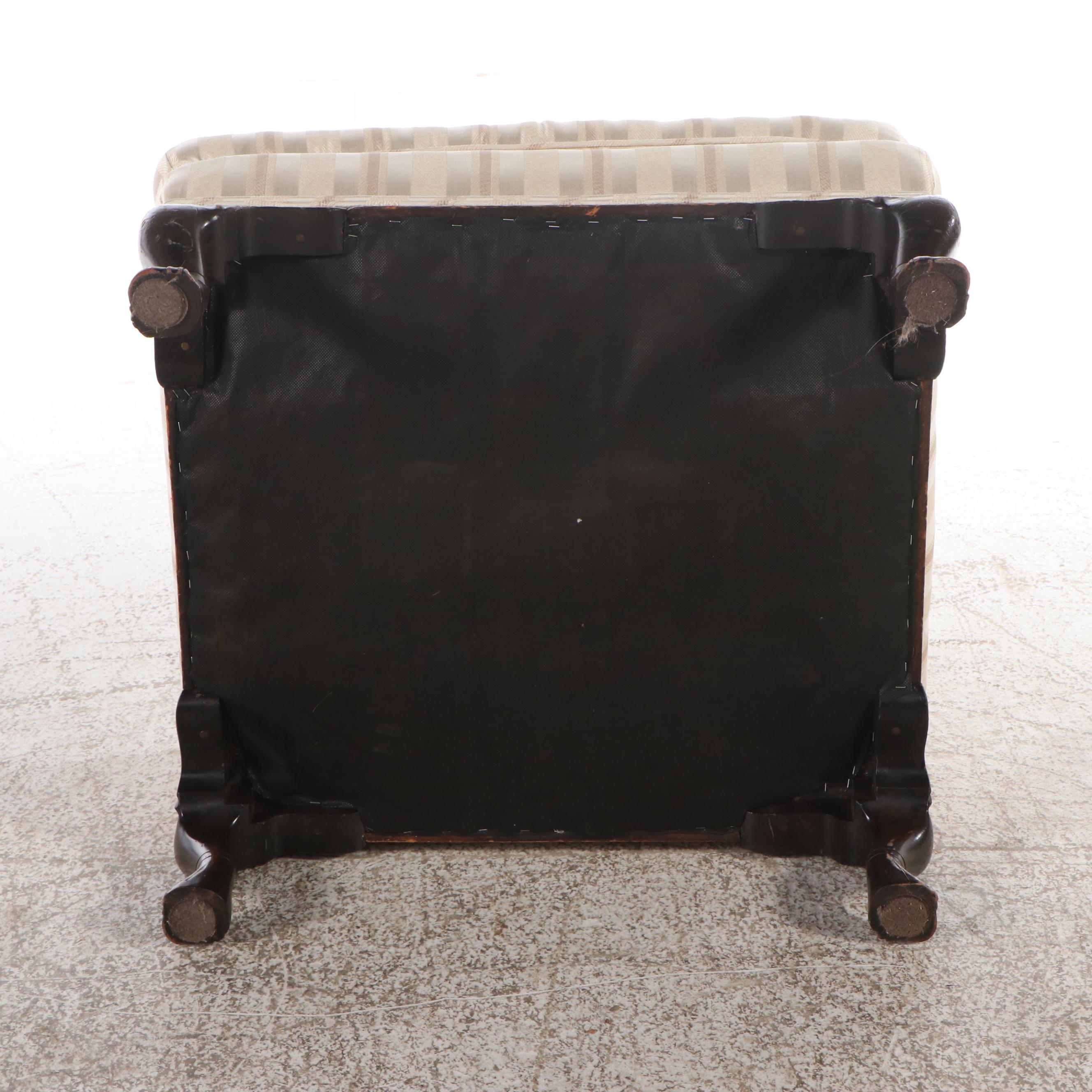 Striped Armchair with Ottoman