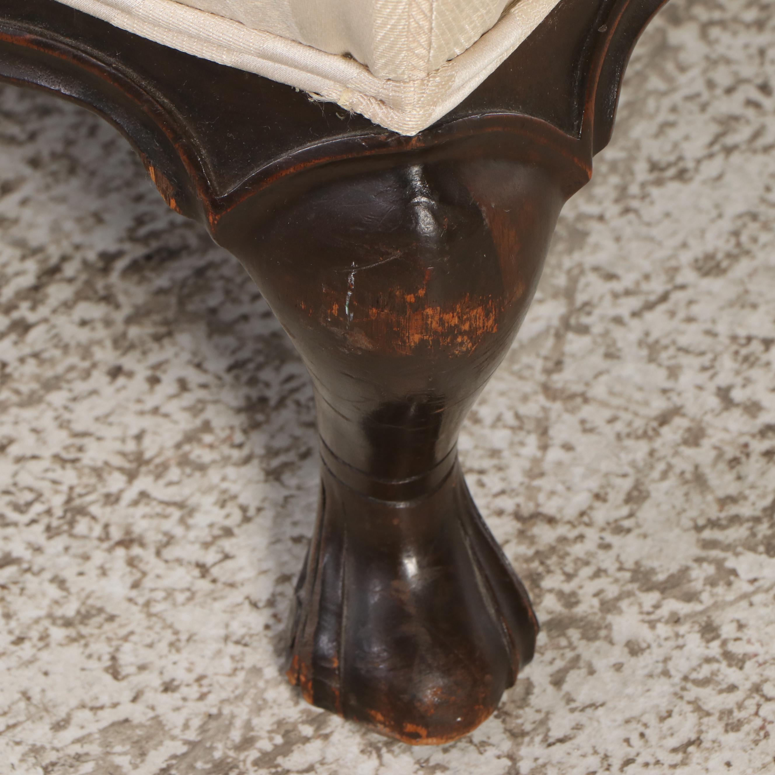 Striped Armchair with Ottoman