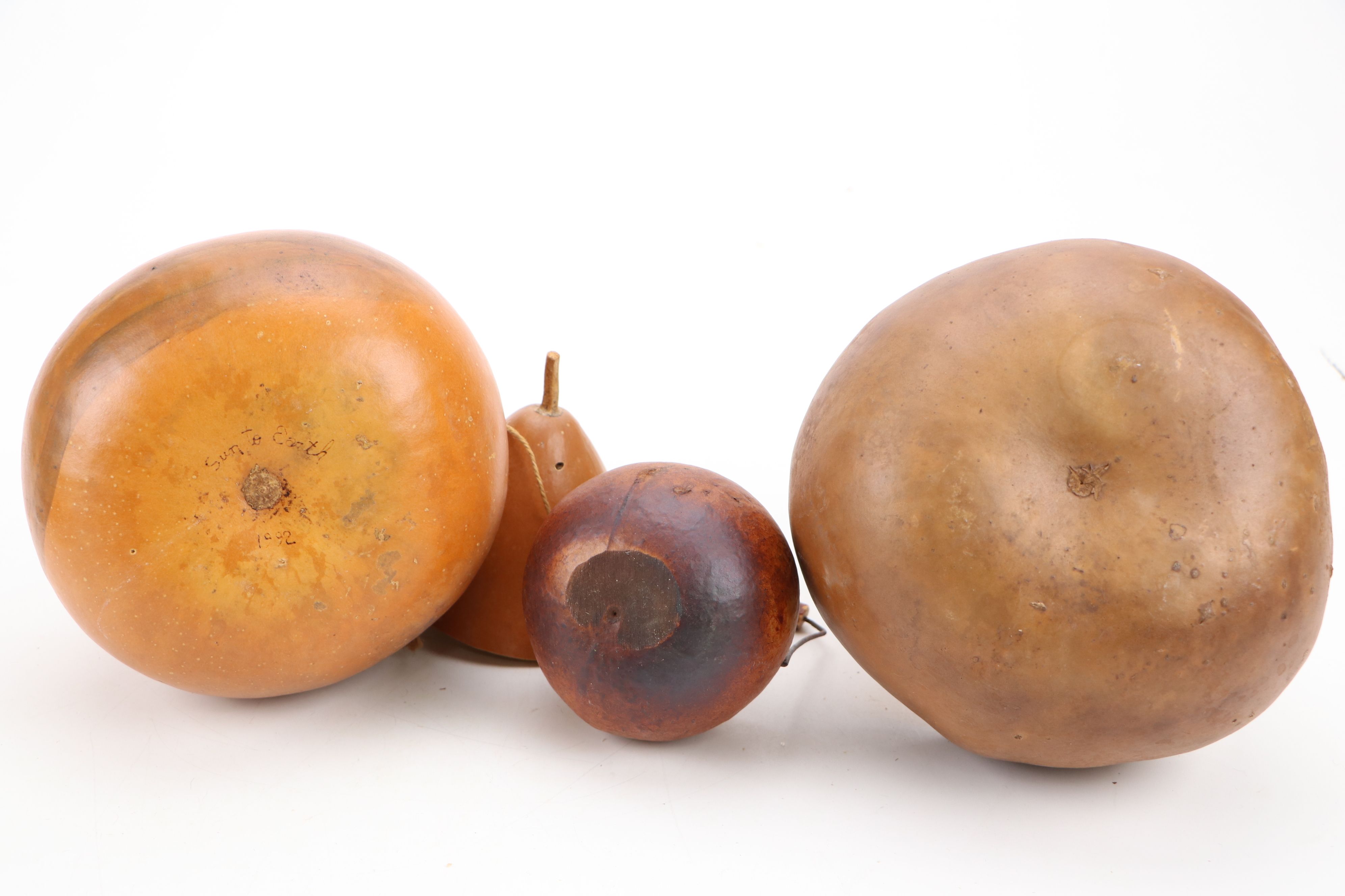 Gourd Birdhouse and Baskets with Polychrome Wood Puffin