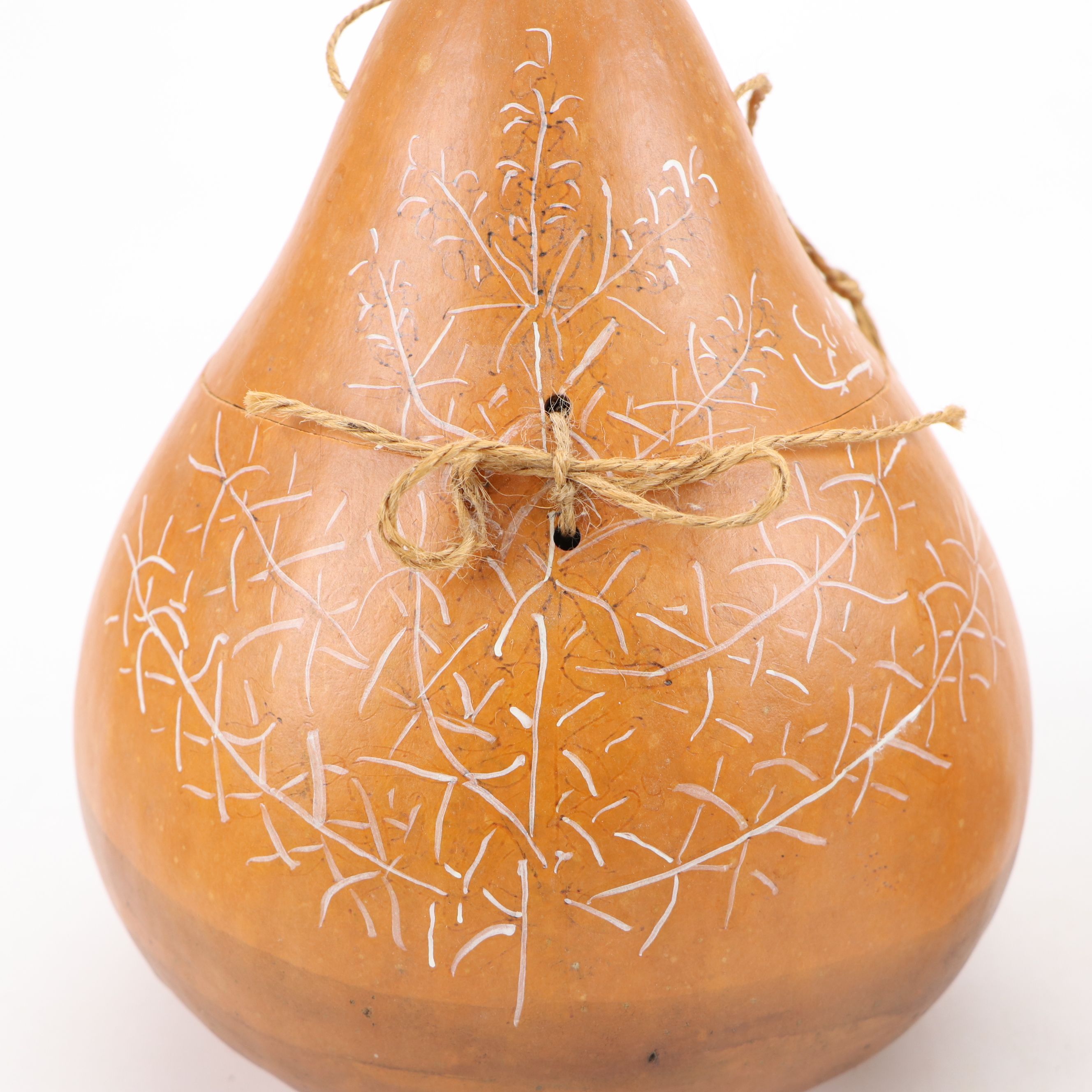 Gourd Birdhouse and Baskets with Polychrome Wood Puffin