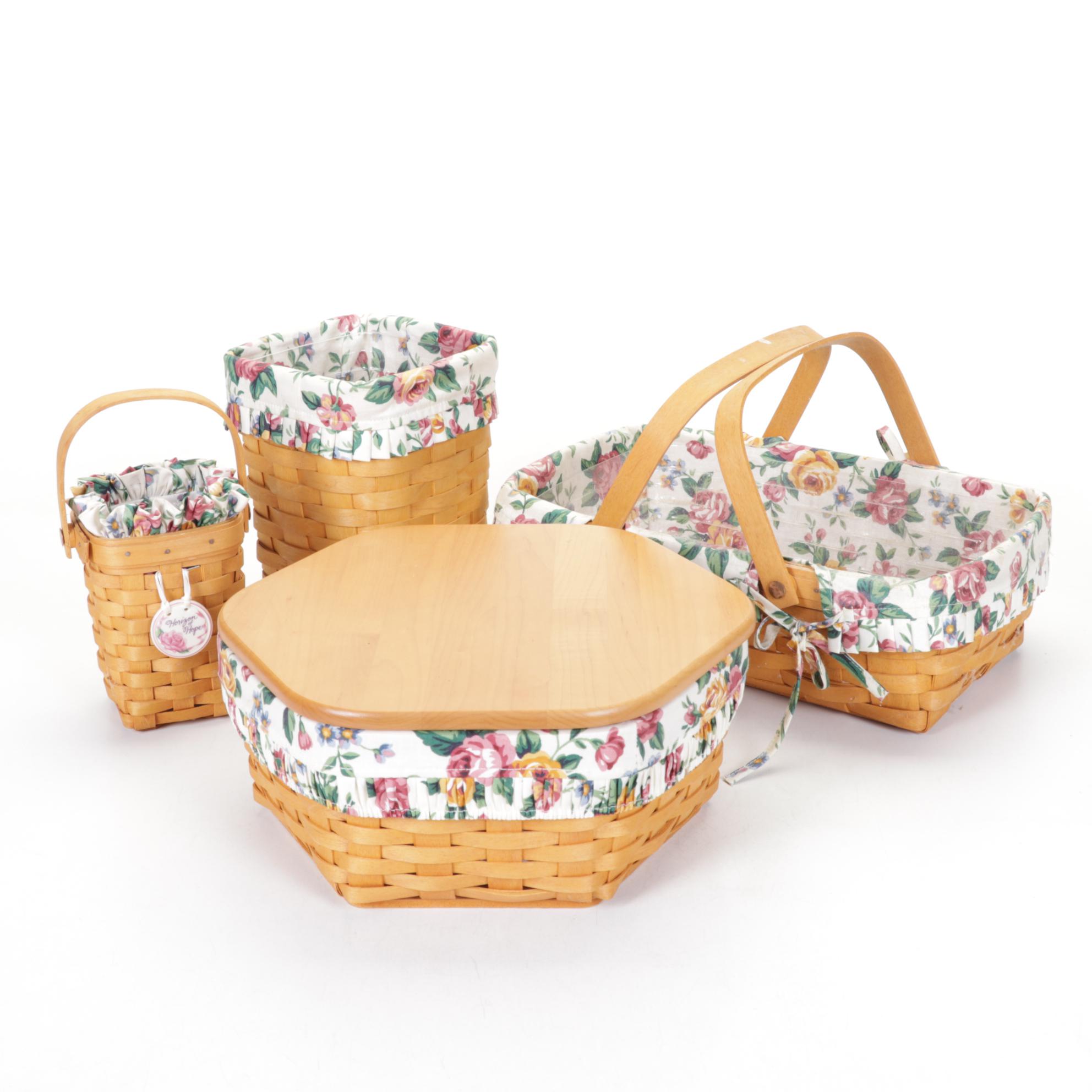 Longaberger "Horizon of Hope" & Other Woven Baskets with Liners