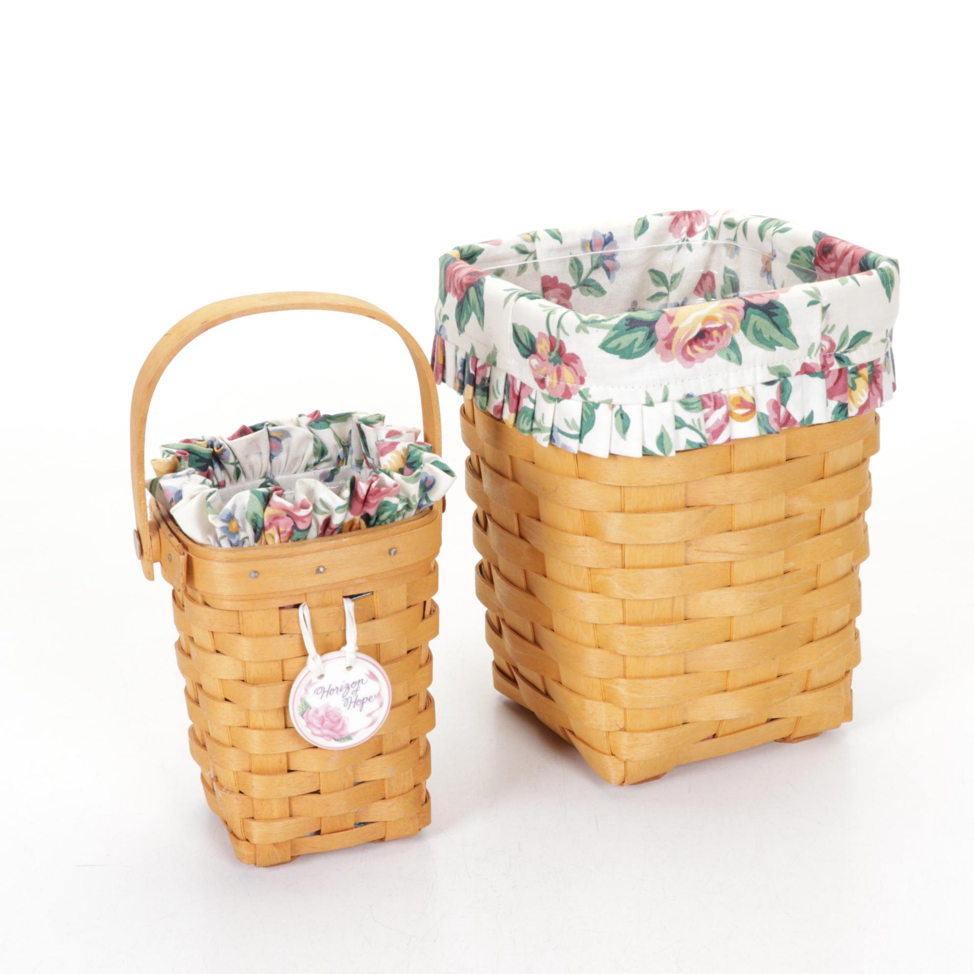 Longaberger "Horizon of Hope" & Other Woven Baskets with Liners