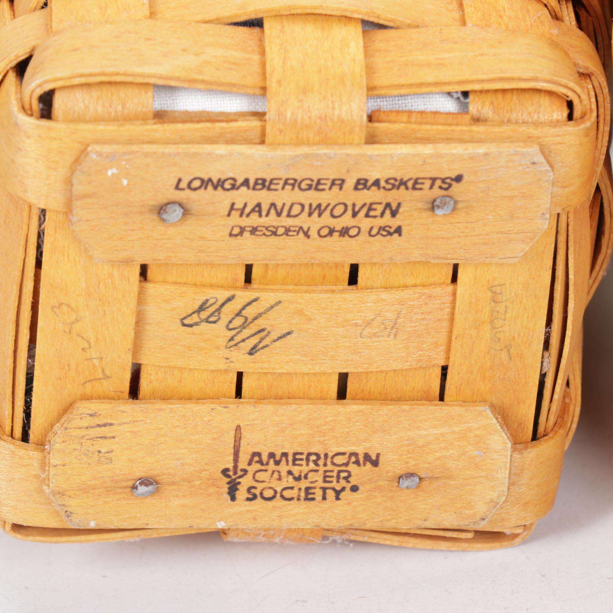 Longaberger "Horizon of Hope" & Other Woven Baskets with Liners