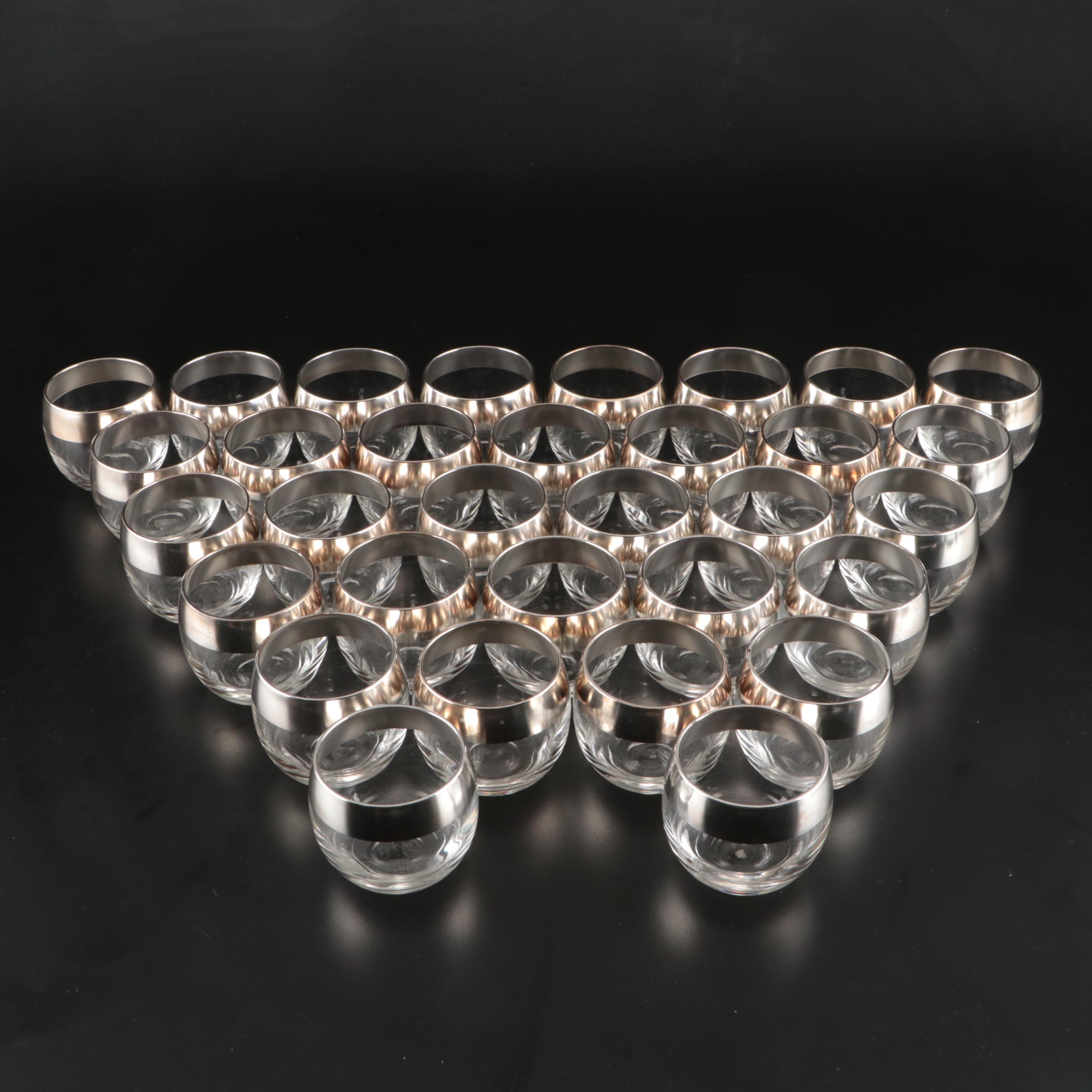 Dorothy C. Thorpe MCM Crystal with Silver Overlay Punch Bowl Set and Platter