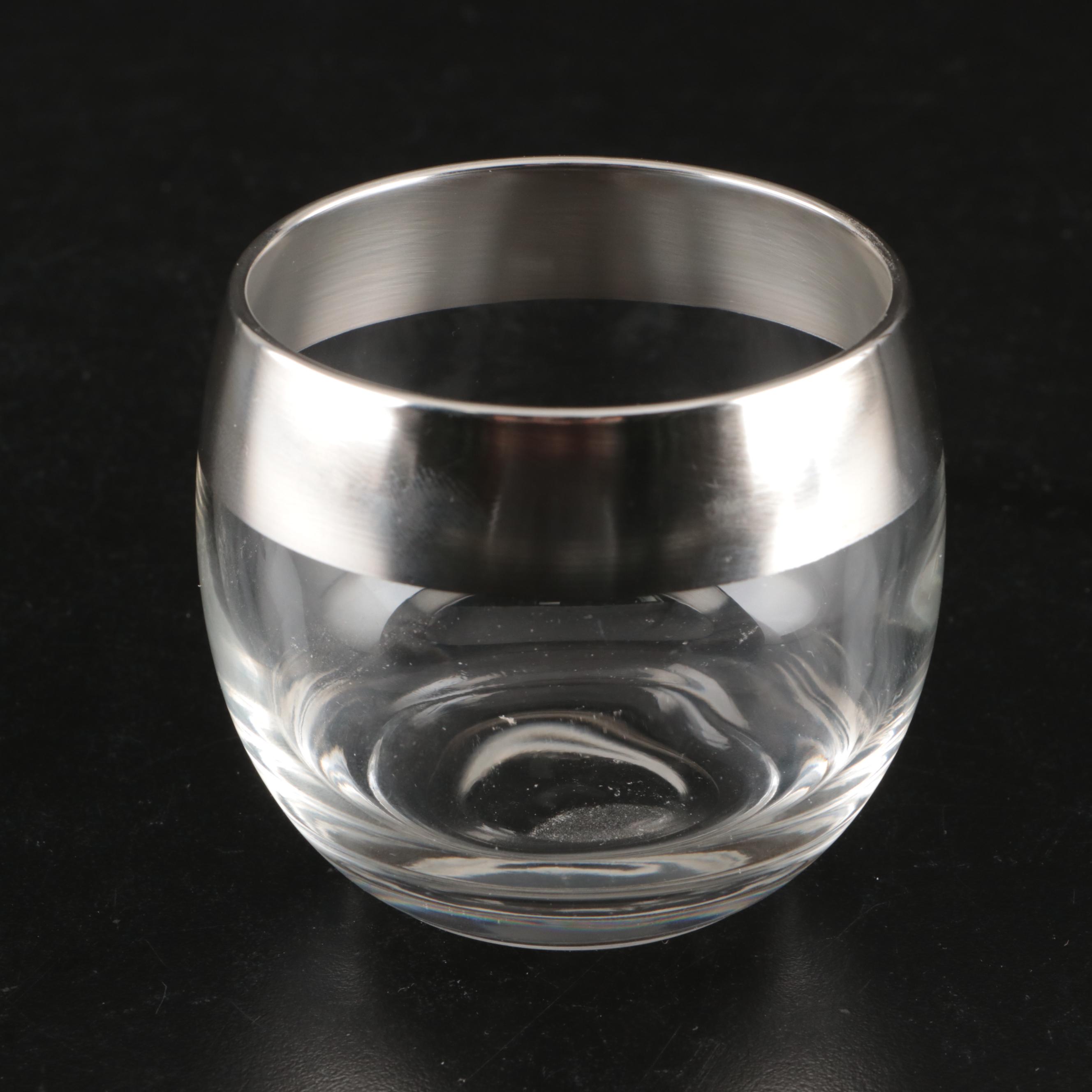 Dorothy C. Thorpe MCM Crystal with Silver Overlay Punch Bowl Set and Platter