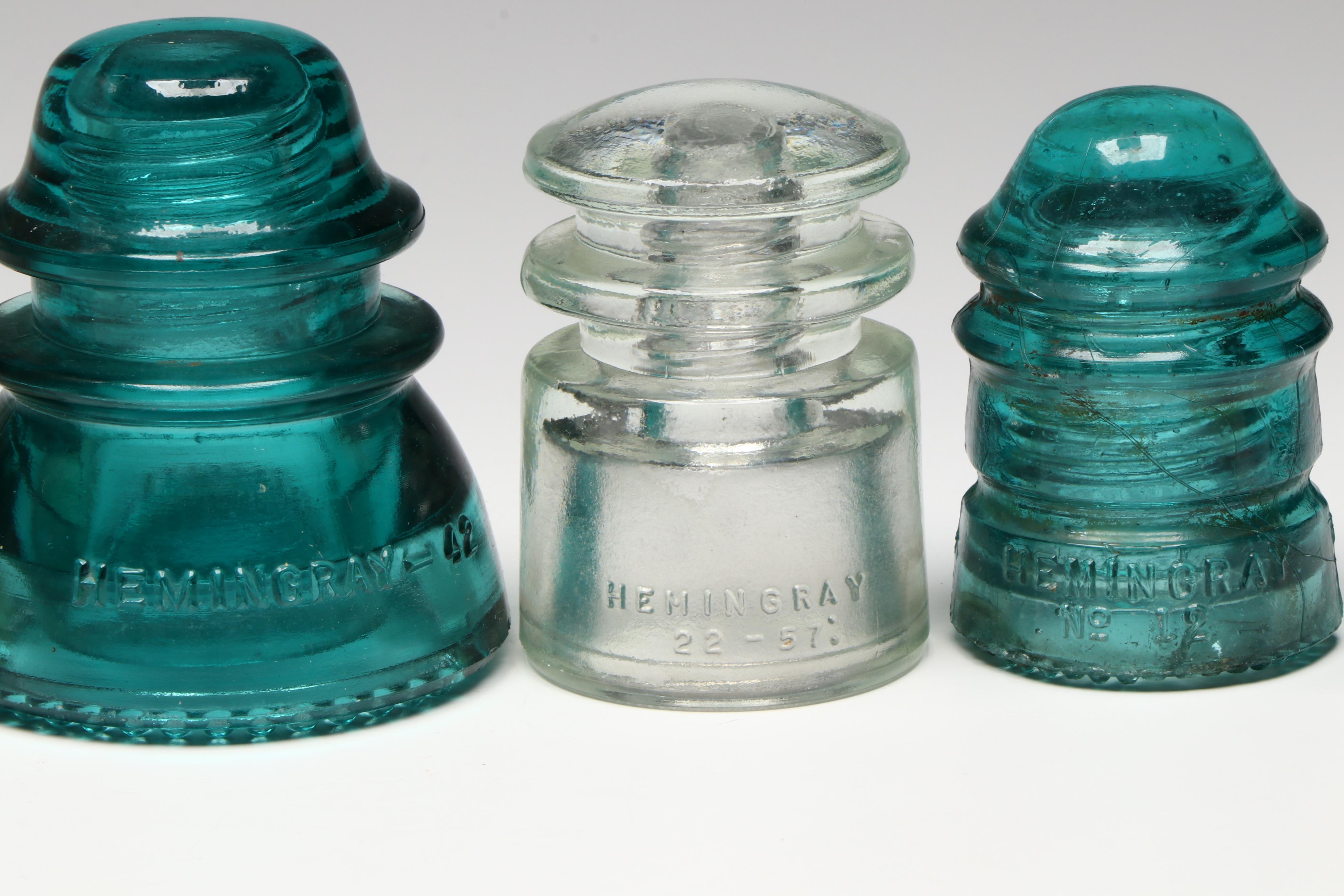 Hemingray Glass & Locke High-Top Ceramic Insulators, Hazel Atlas 1-Gal Jug, More