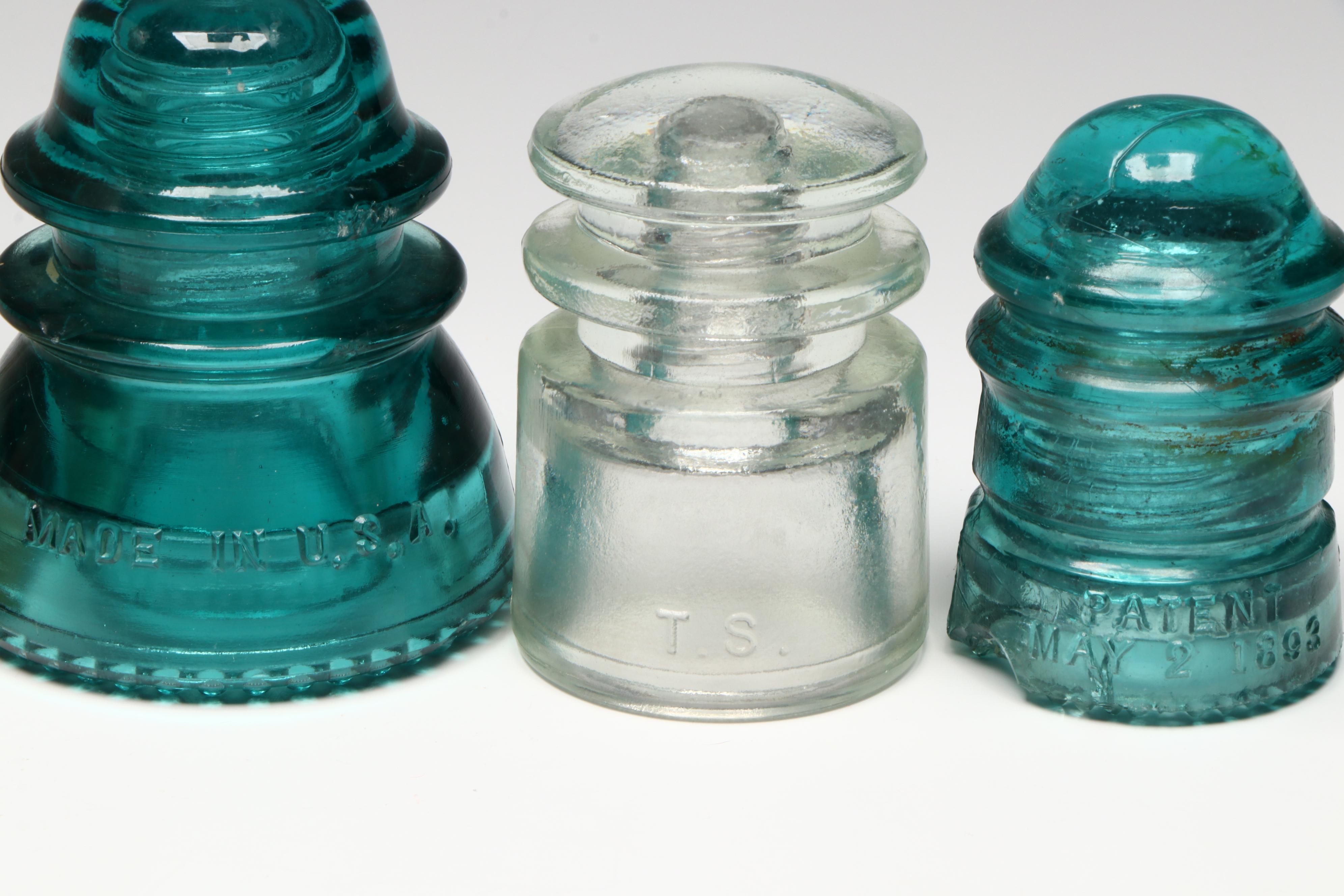 Hemingray Glass & Locke High-Top Ceramic Insulators, Hazel Atlas 1-Gal Jug, More