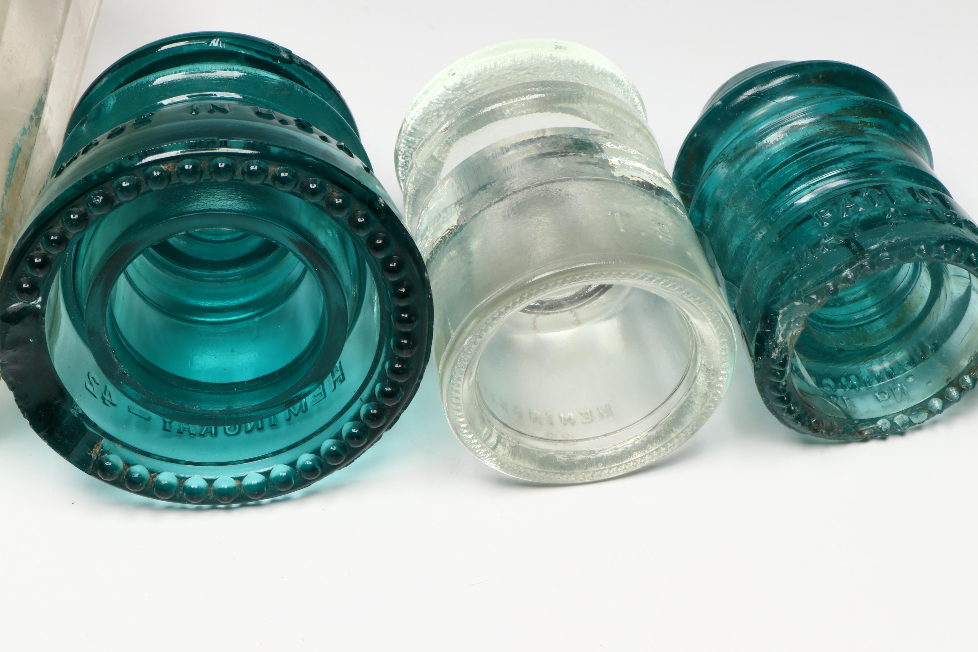 Hemingray Glass & Locke High-Top Ceramic Insulators, Hazel Atlas 1-Gal Jug, More