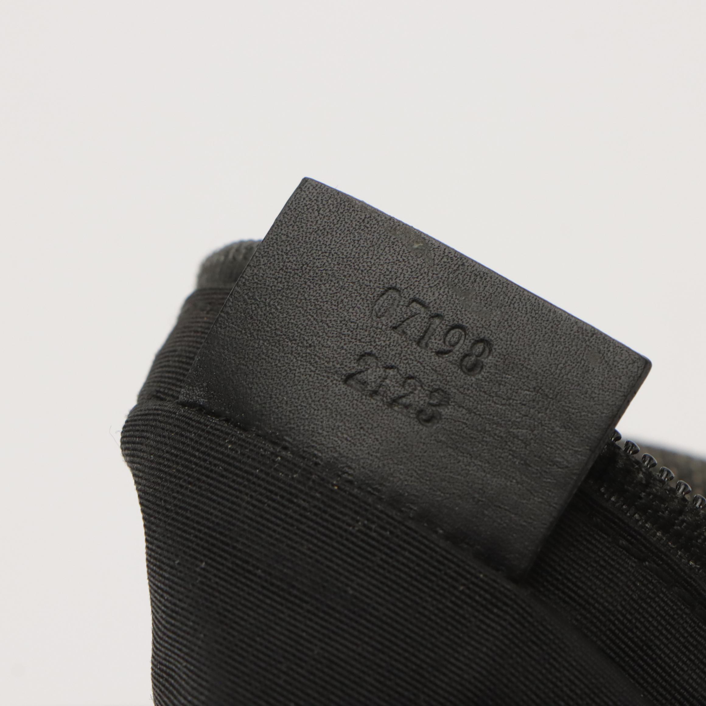 Gucci Boat Pochette in Dark Grey GG Canvas and Black Leather Trim