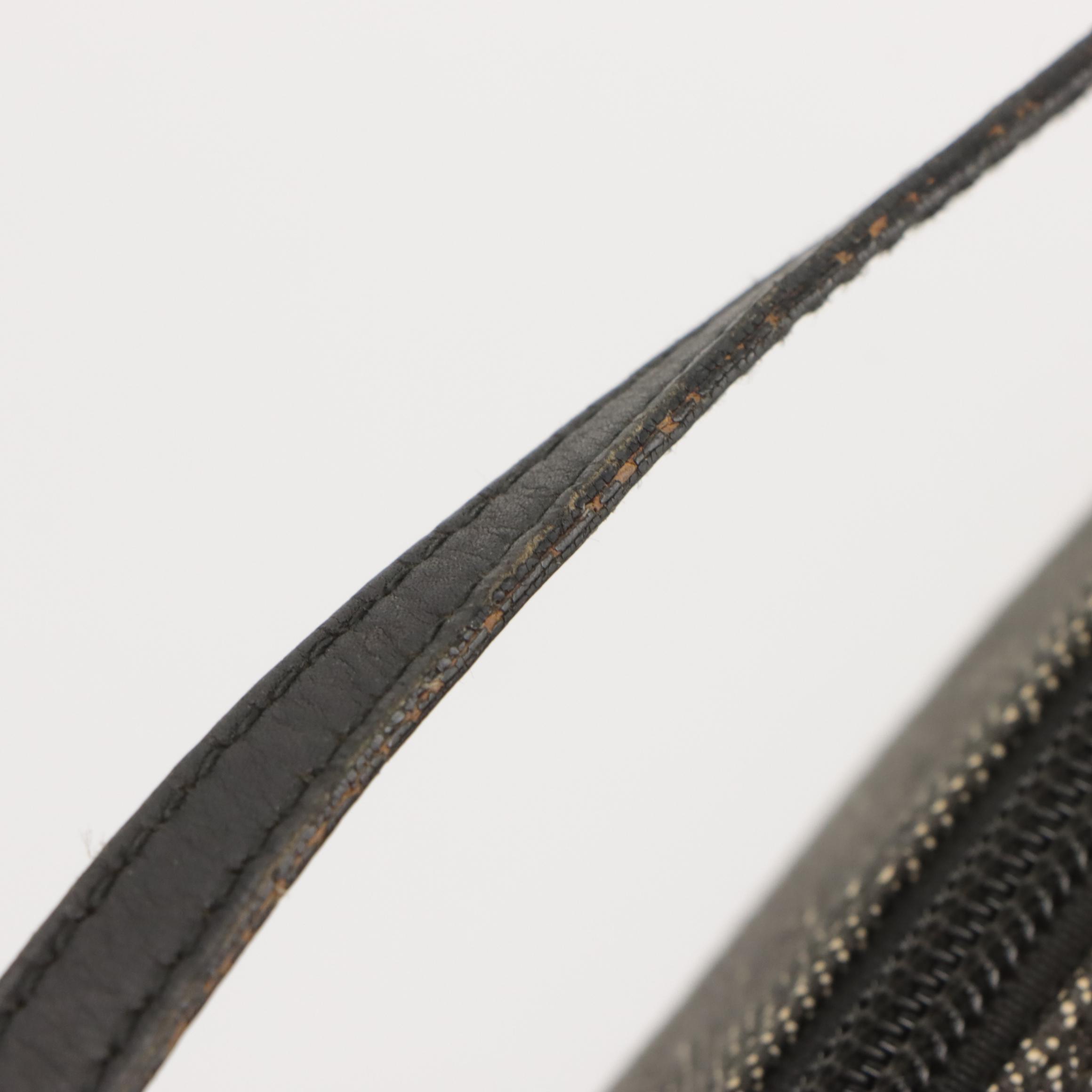 Gucci Boat Pochette in Dark Grey GG Canvas and Black Leather Trim