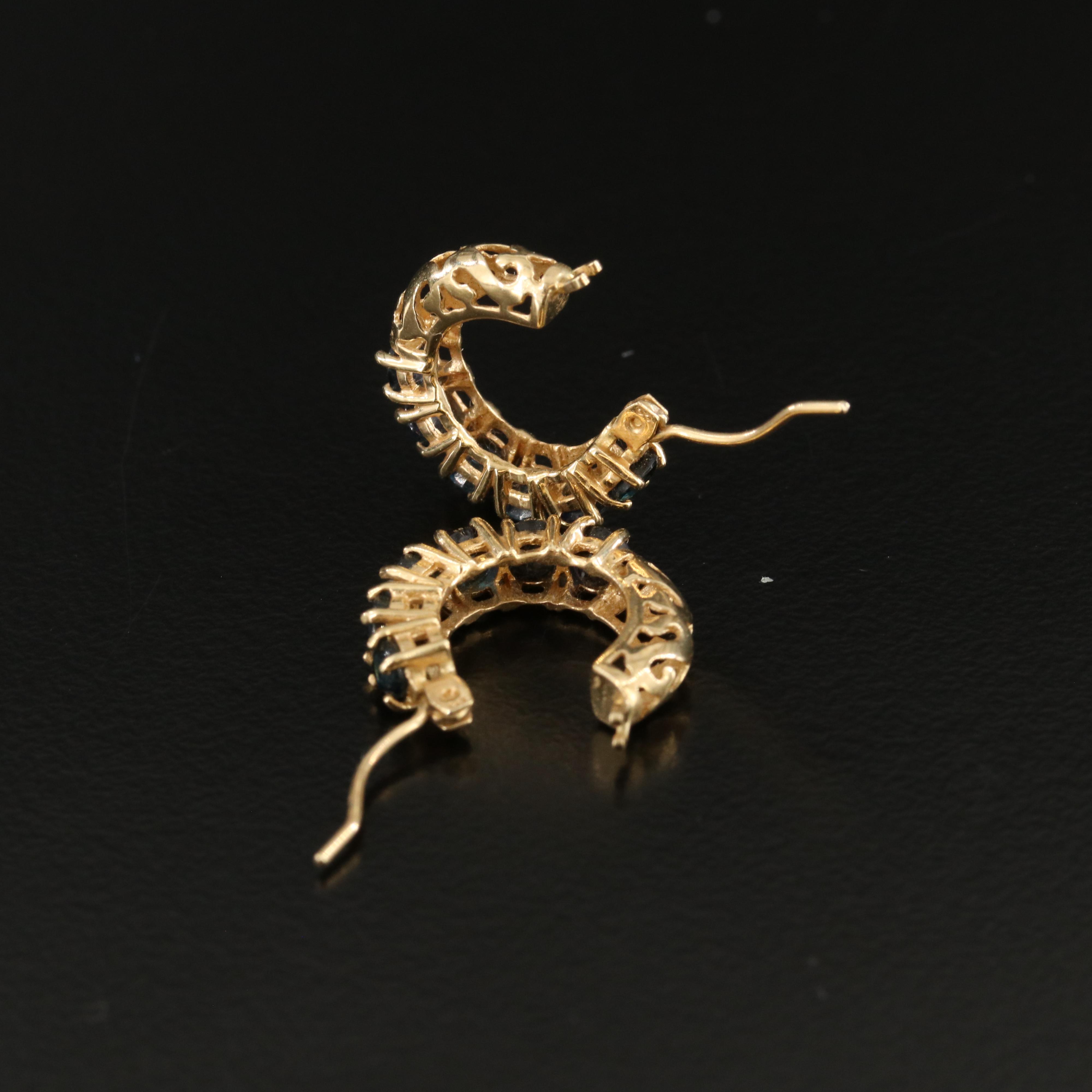 14K Sapphire Huggie Hoop Earrings