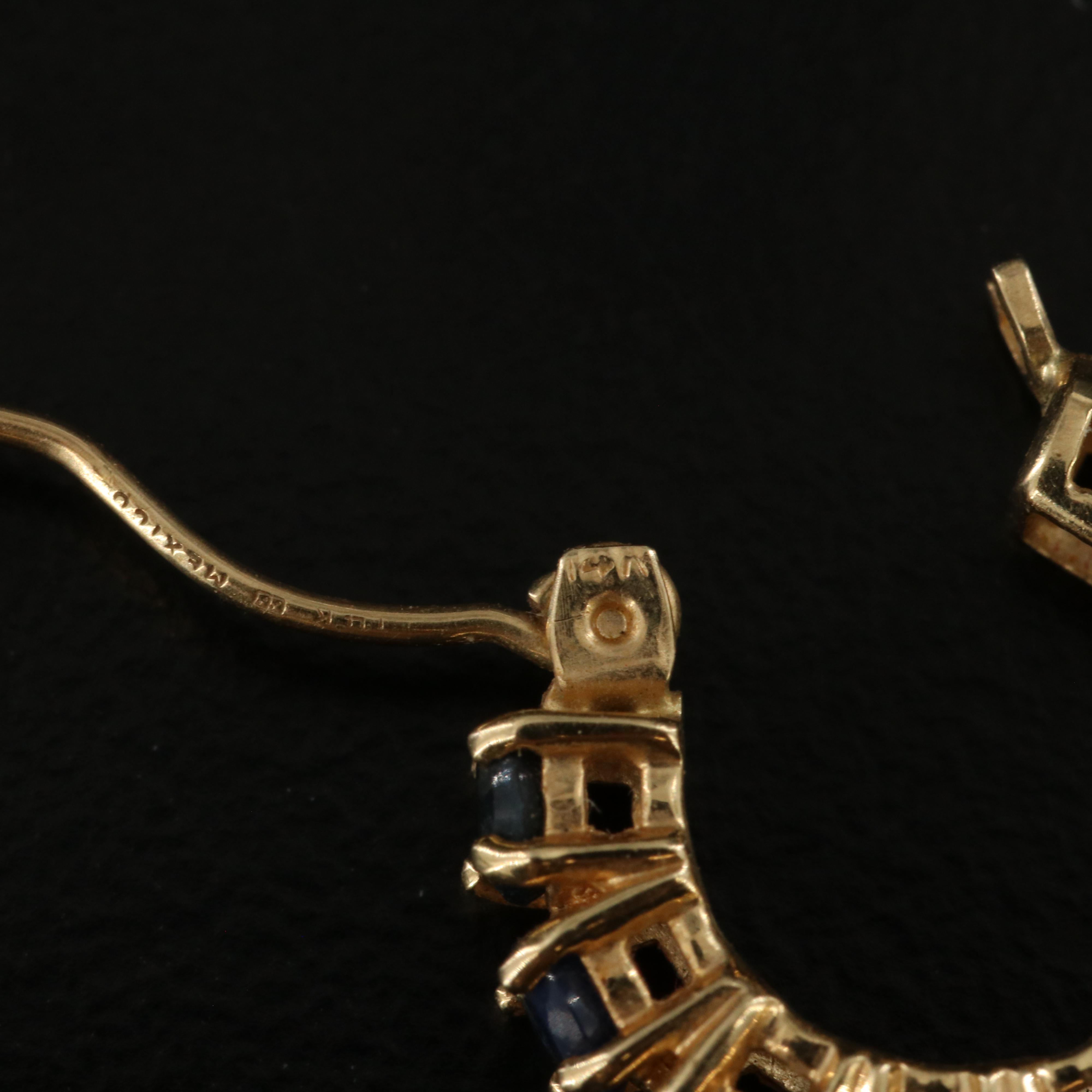 14K Sapphire Huggie Hoop Earrings