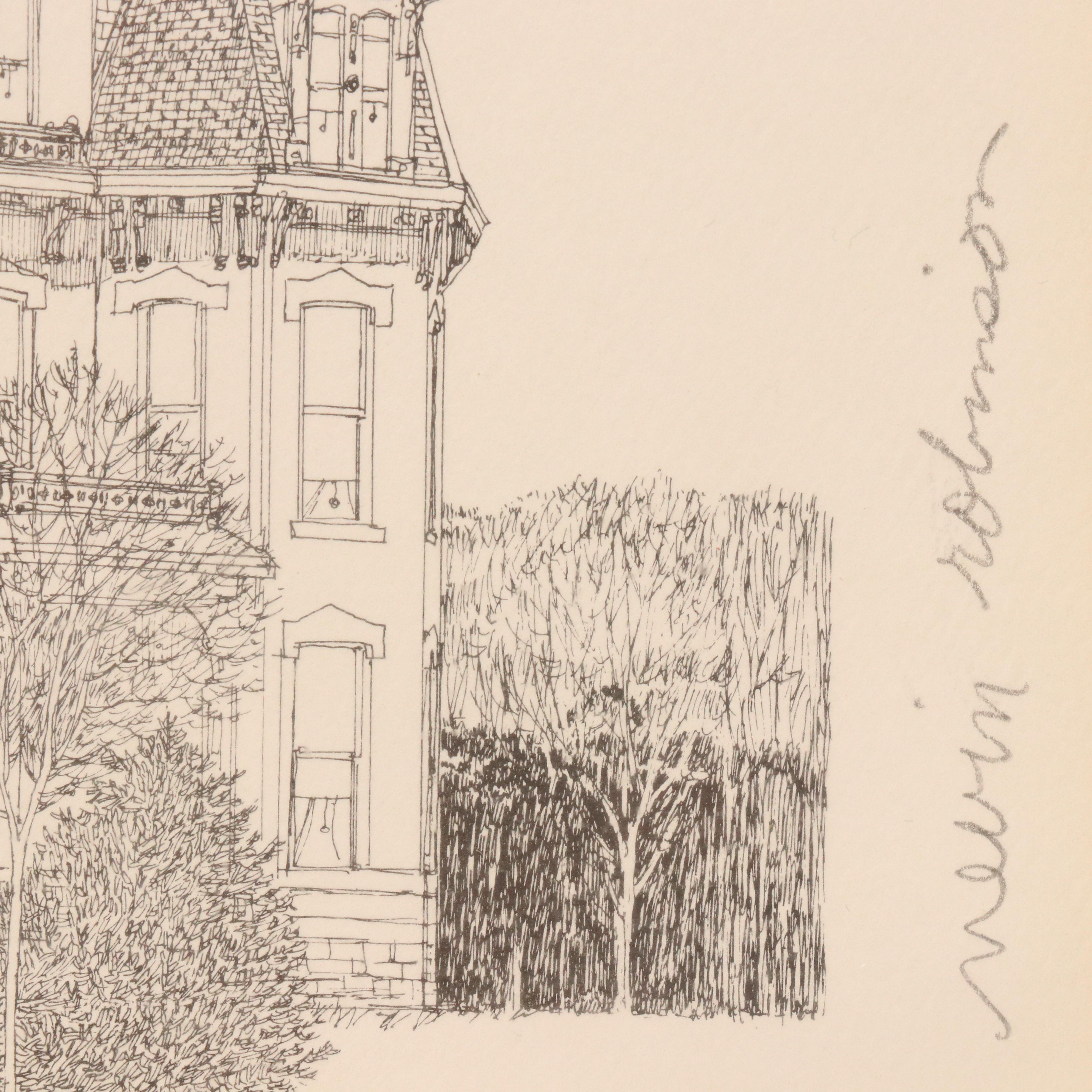 Nevin Robinson Engraving of McKee House in Pittsburgh, Late 20th Century