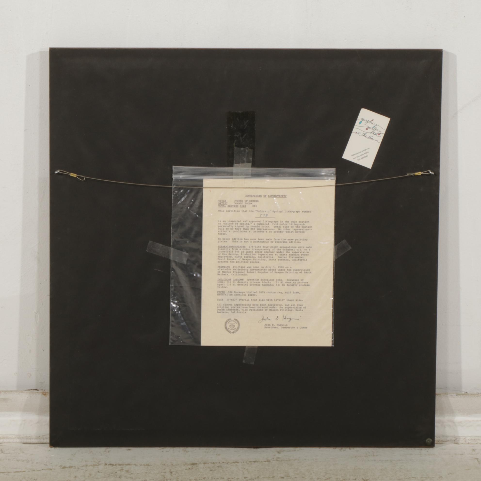 Donald Zolan "Colors of Spring" Offset Lithograph, 1990