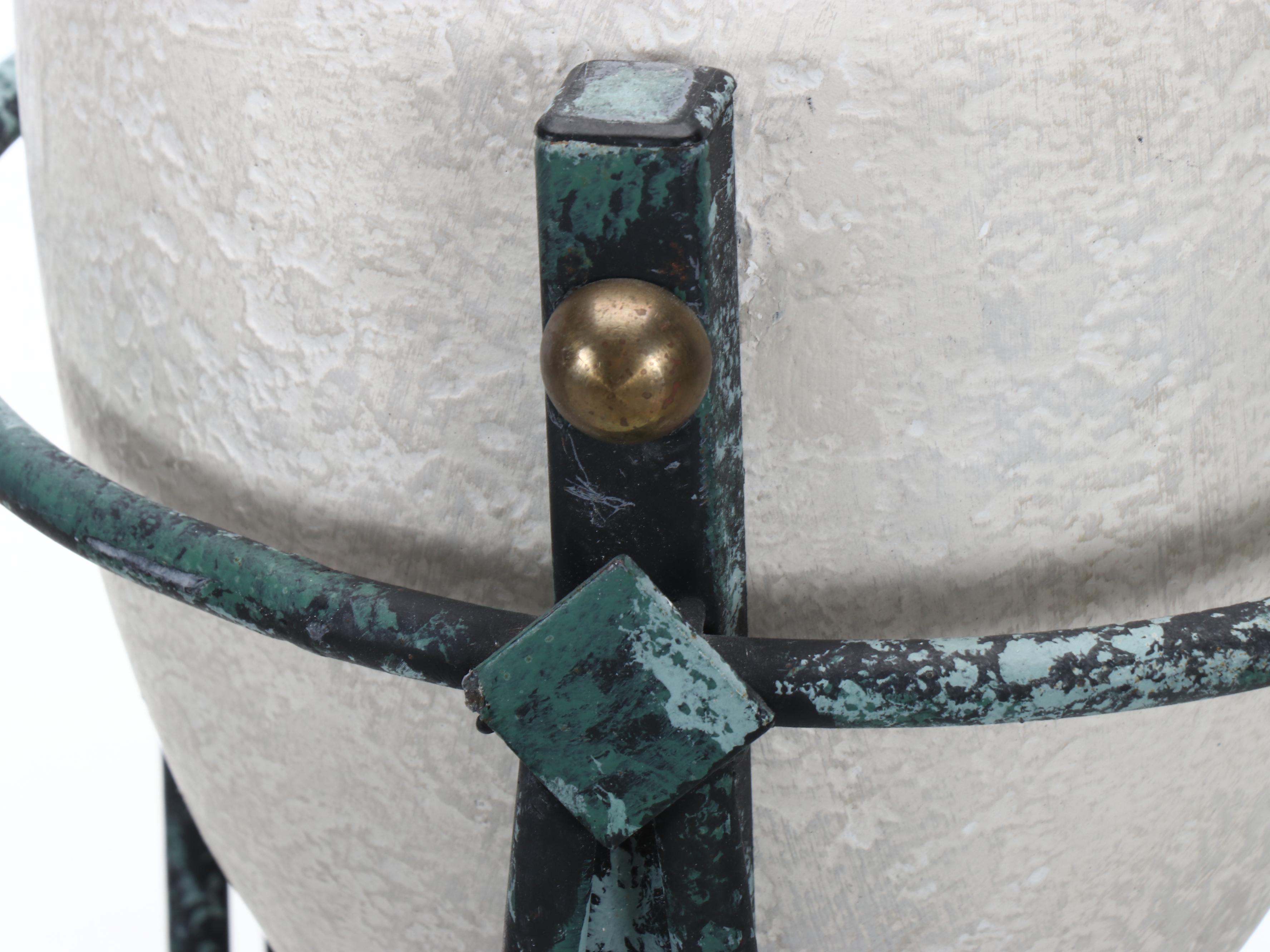 Verdigris Painted Metal Floor Lamp with Amphora and Coolie Shade