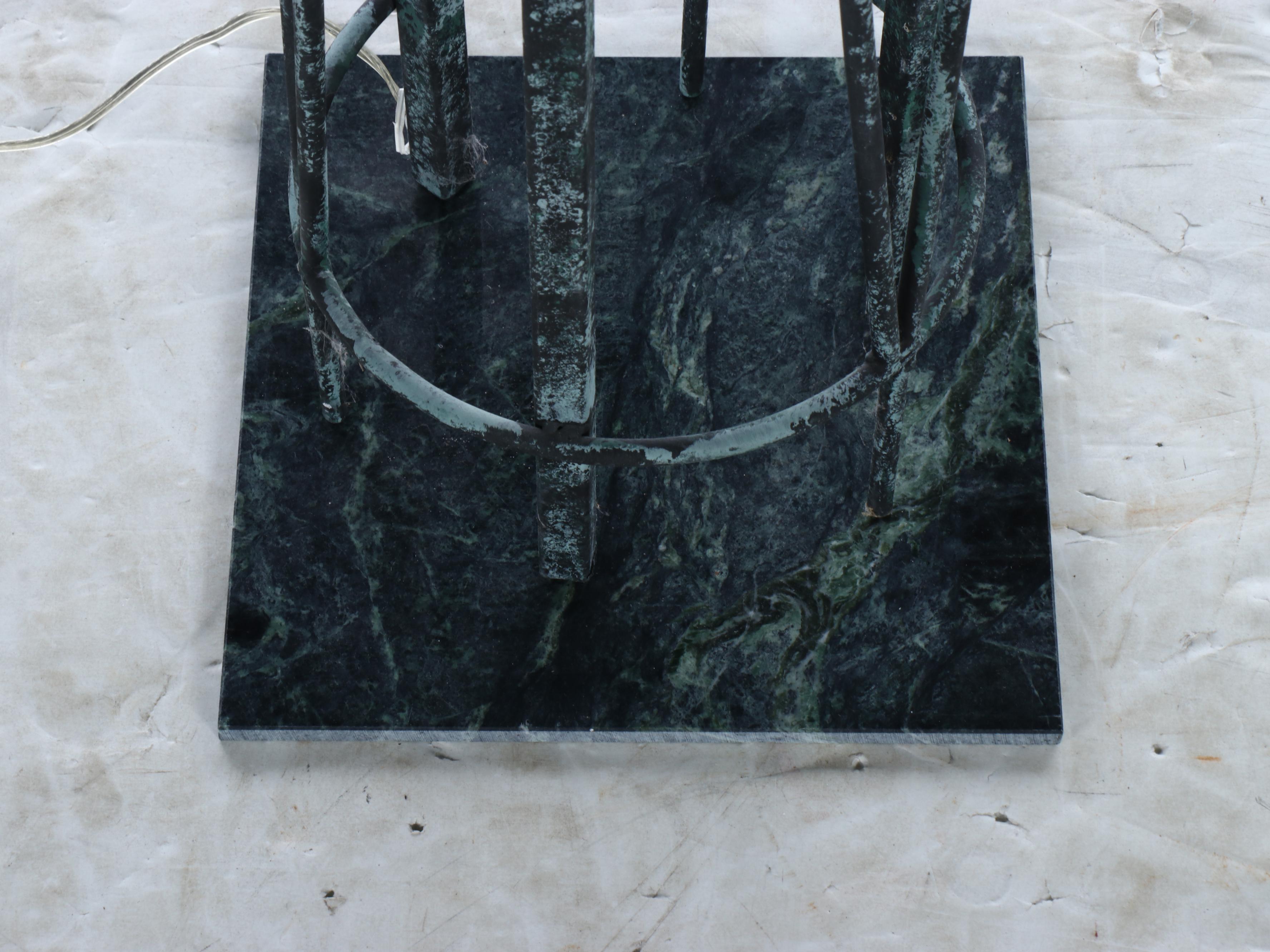 Verdigris Painted Metal Floor Lamp with Amphora and Coolie Shade