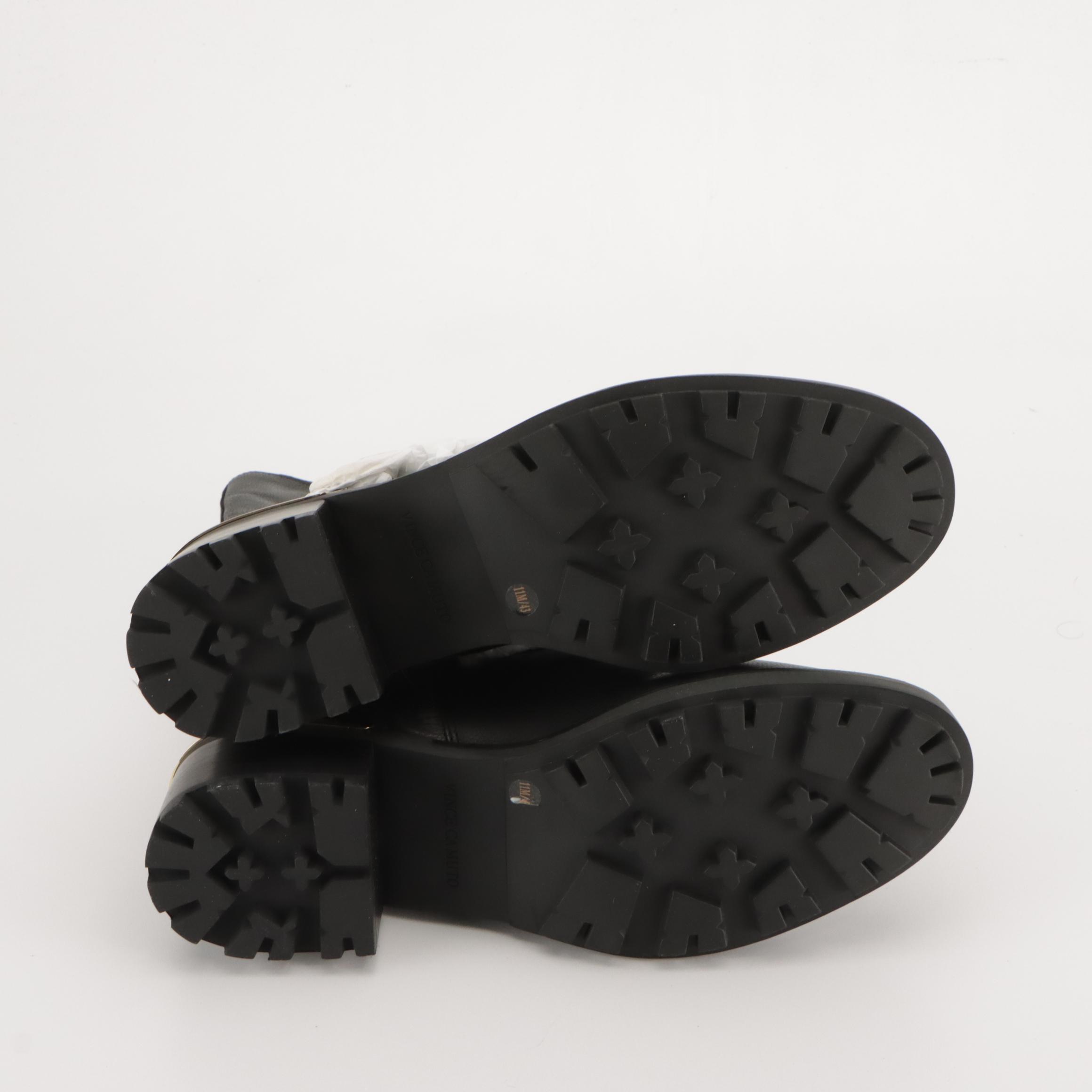 Vince Camuto Black Grain Leather Keshilla Zip Boots with Box