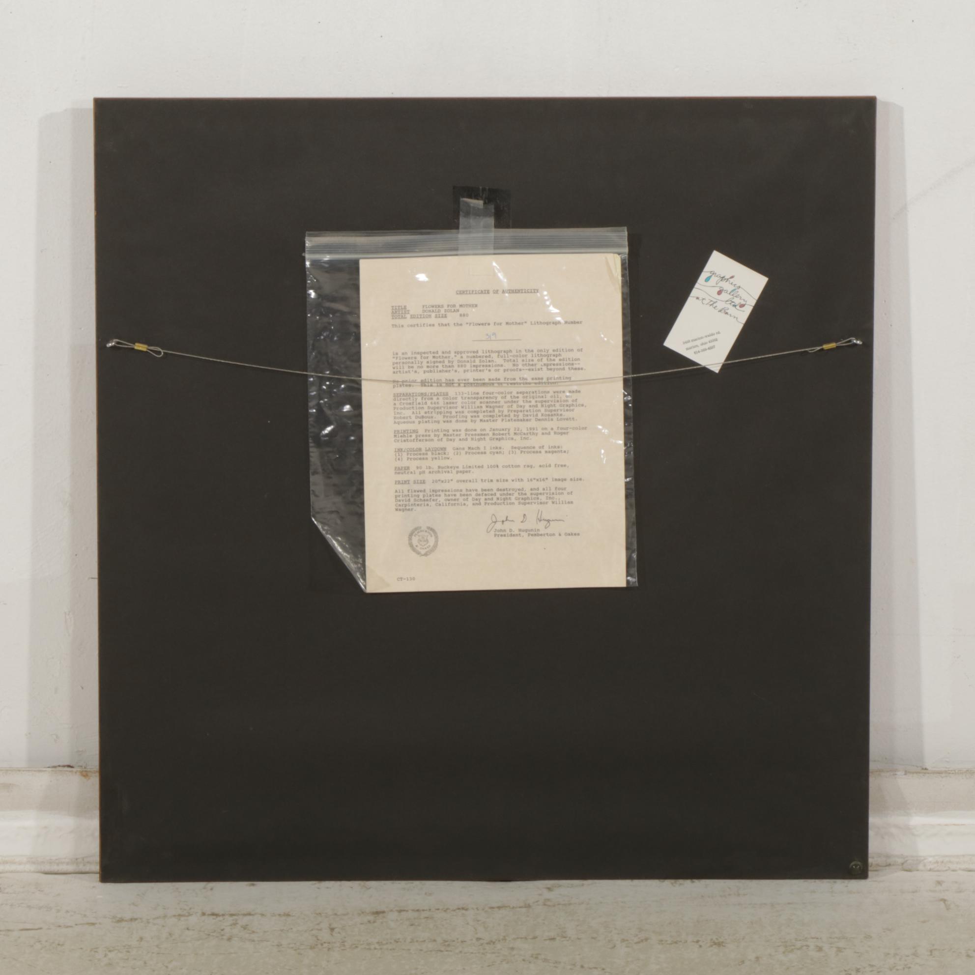 Donald Zolan "Flowers for Mother" Offset Lithograph, 1991