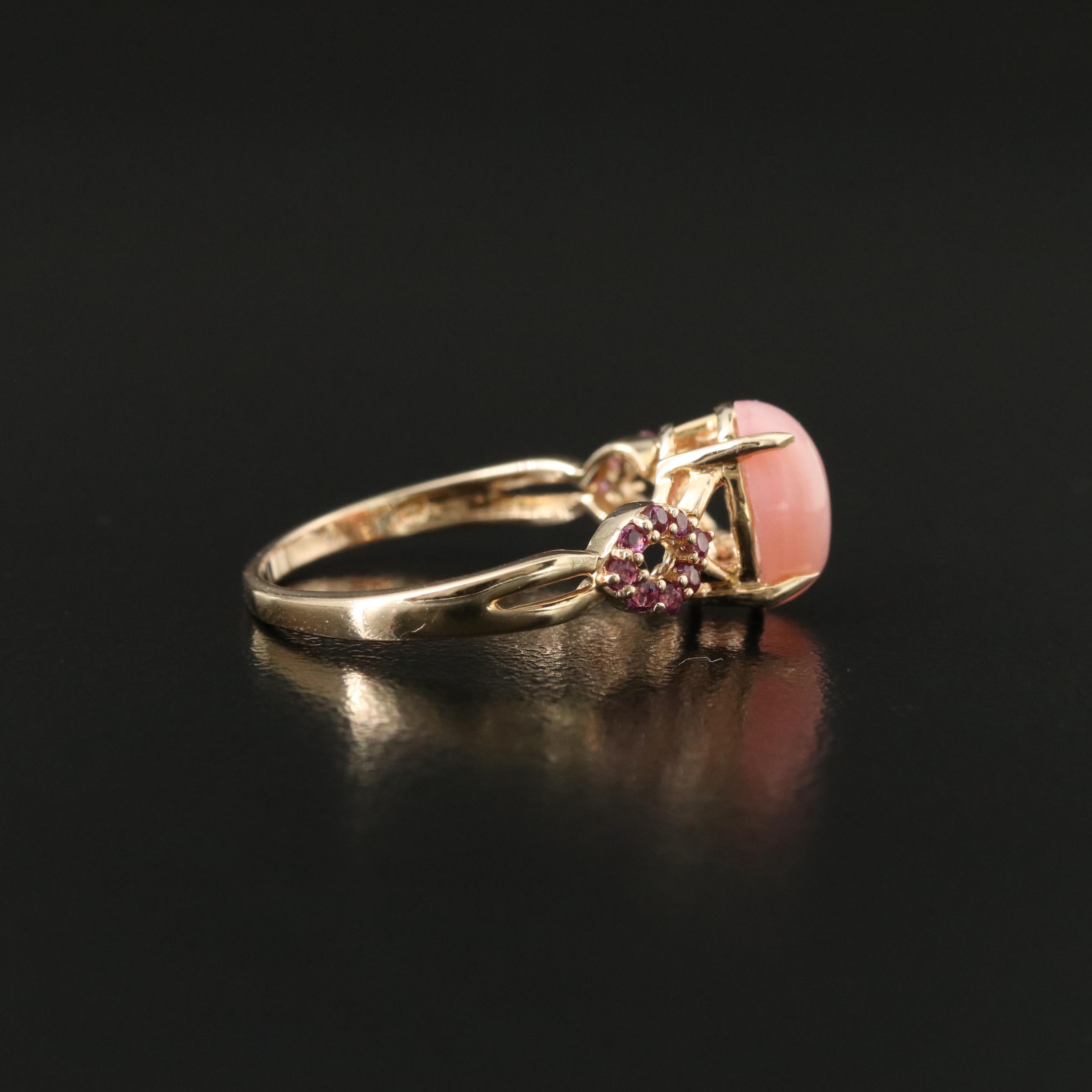 14K Opal and Rhodolite Garnet Ring