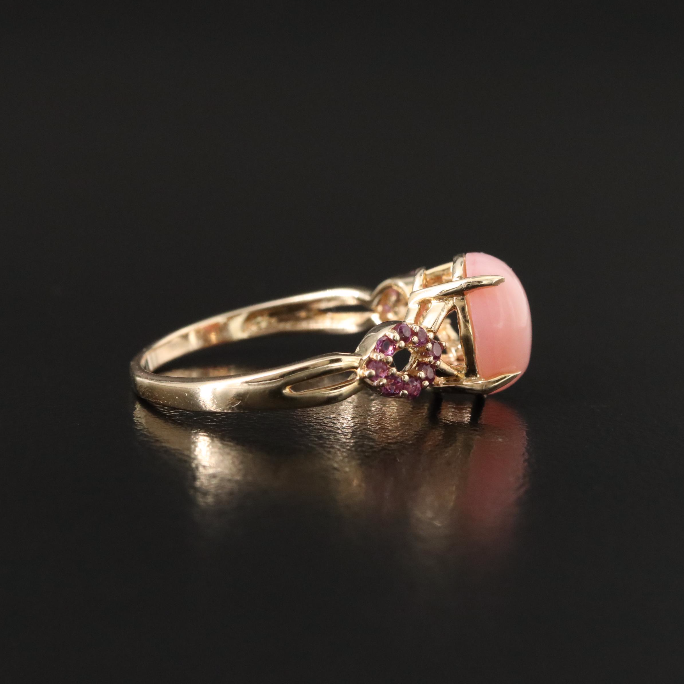14K Opal and Rhodolite Garnet Ring