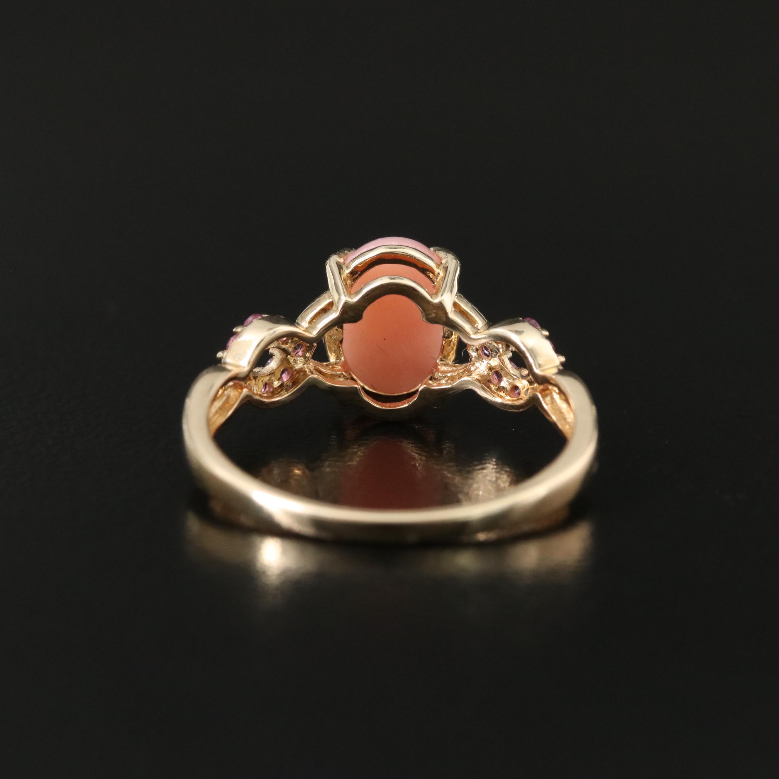 14K Opal and Rhodolite Garnet Ring